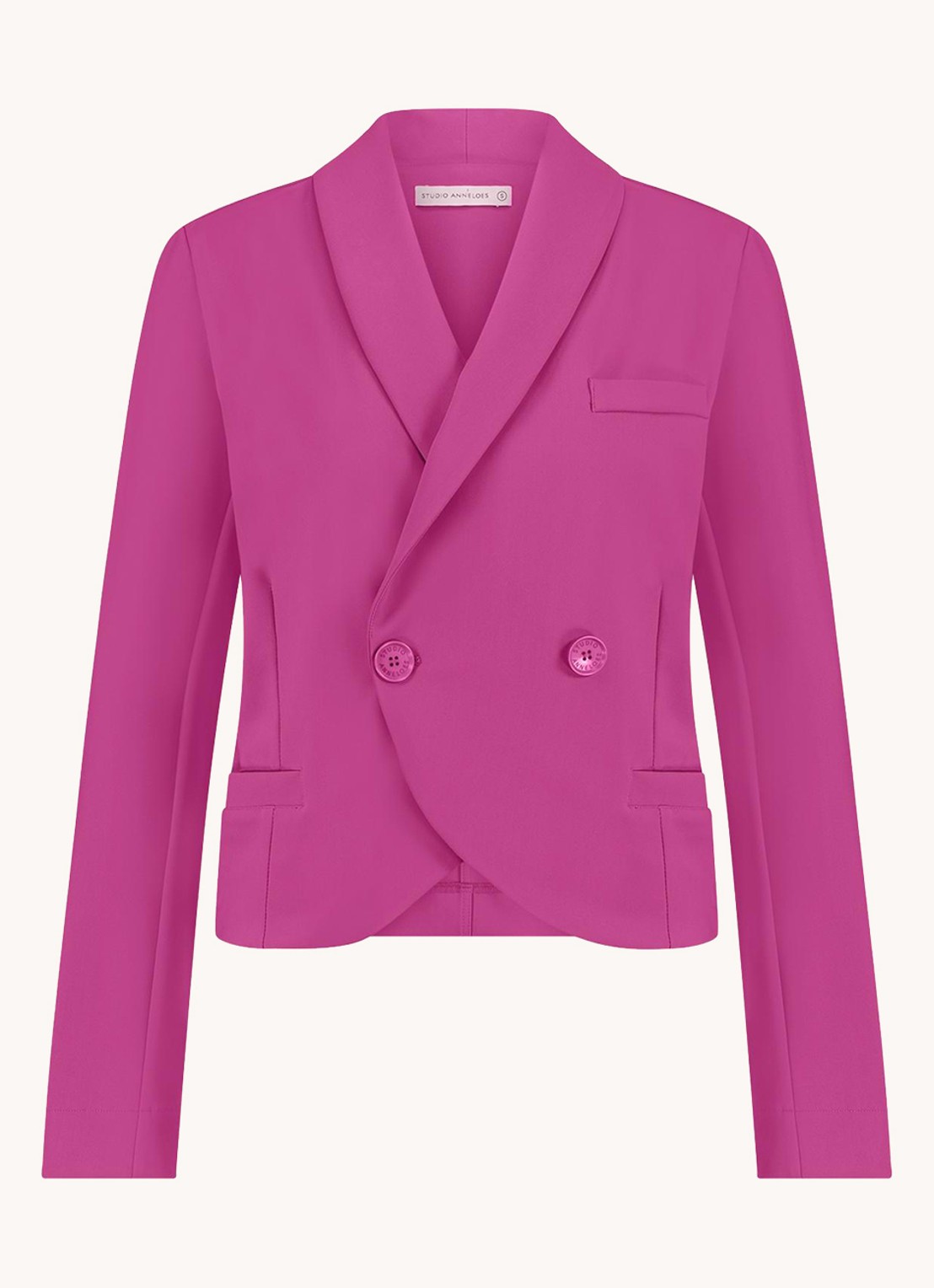 Studio Anneloes Ida cropped double breasted blazer - voorkant 4 fuchsia