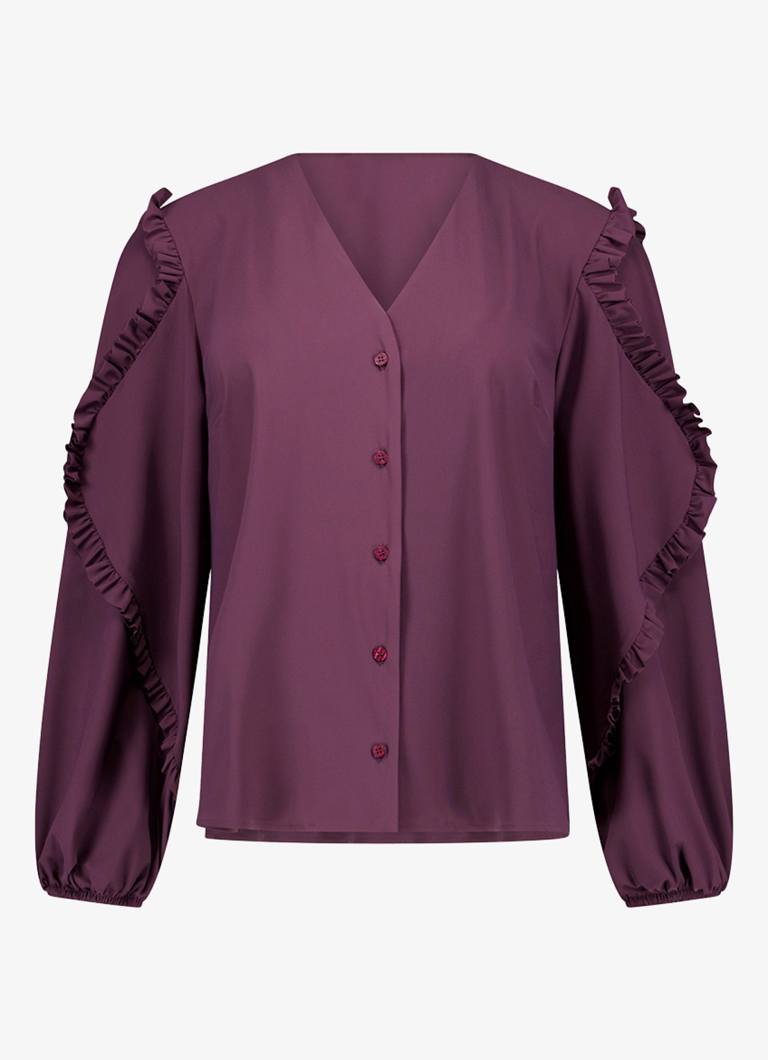 Studio Anneloes Ingrid tuniek met volant - voorkant 2 aubergine