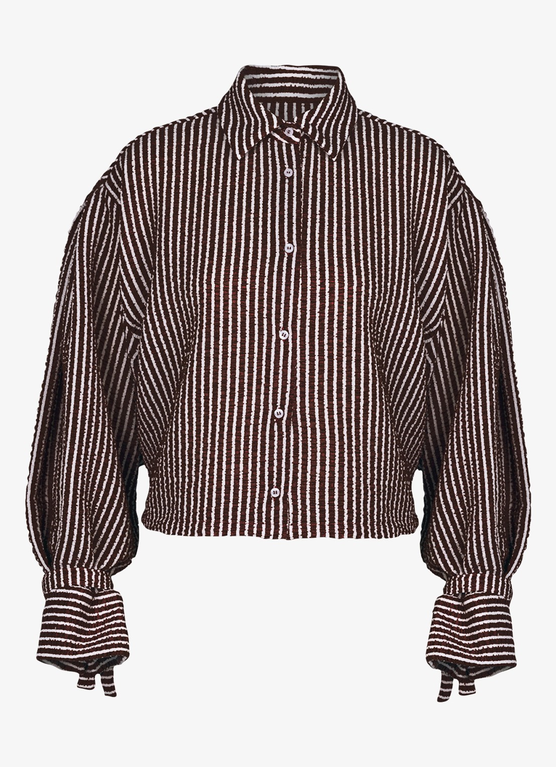 Studio Anneloes Ivara blouse met structuur en streepprint - voorkant 4 bruin