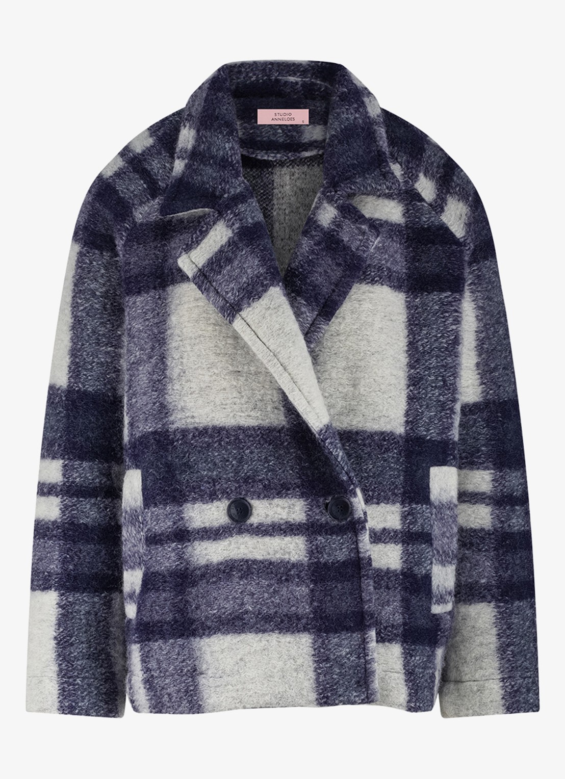 Studio Anneloes Jack in wolblend met ruitdessin - voorkant 3 blauw