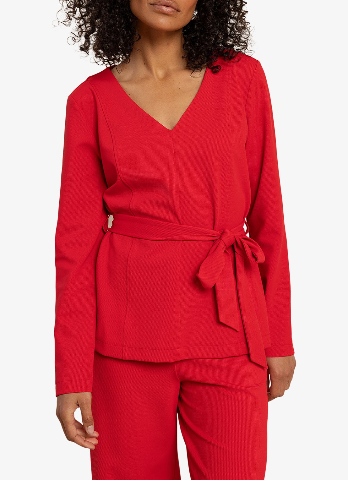 Studio Anneloes Jacky top met V-hals en gestrikt detail - detail 3 rood