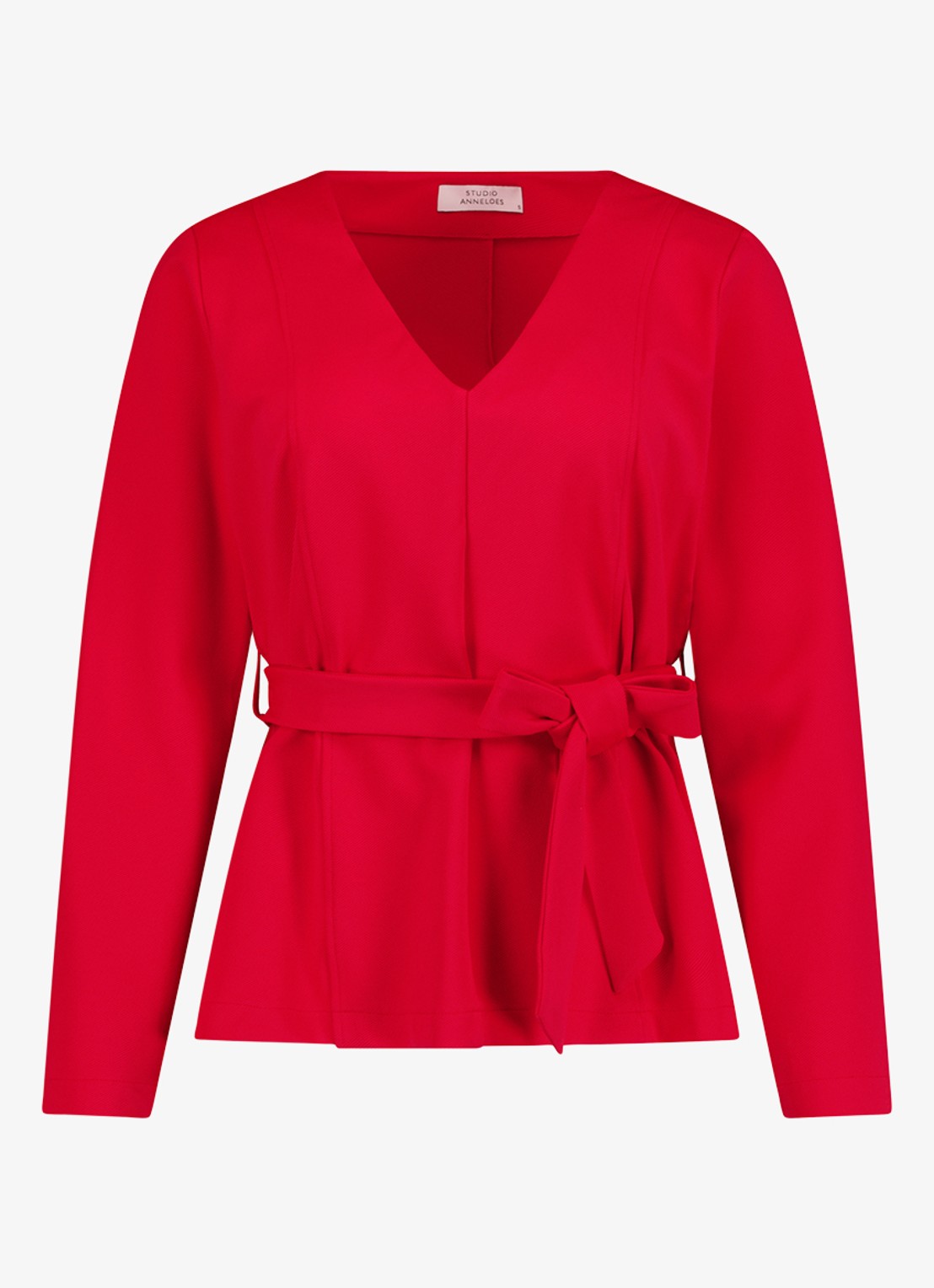 Studio Anneloes Jacky top met V-hals en gestrikt detail - voorkant rood