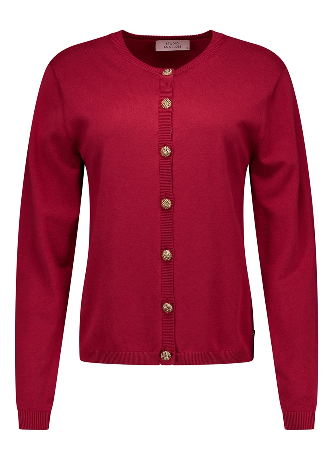 Studio Anneloes Jerry fijngebreide vest met ronde hals - voorkant rood