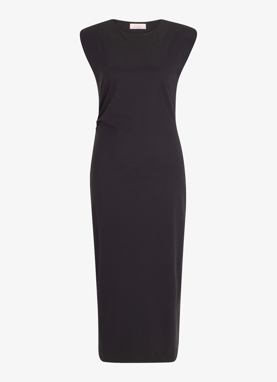 Studio Anneloes Jewel midi jurk met ronde hals - voorkant 2 zwart