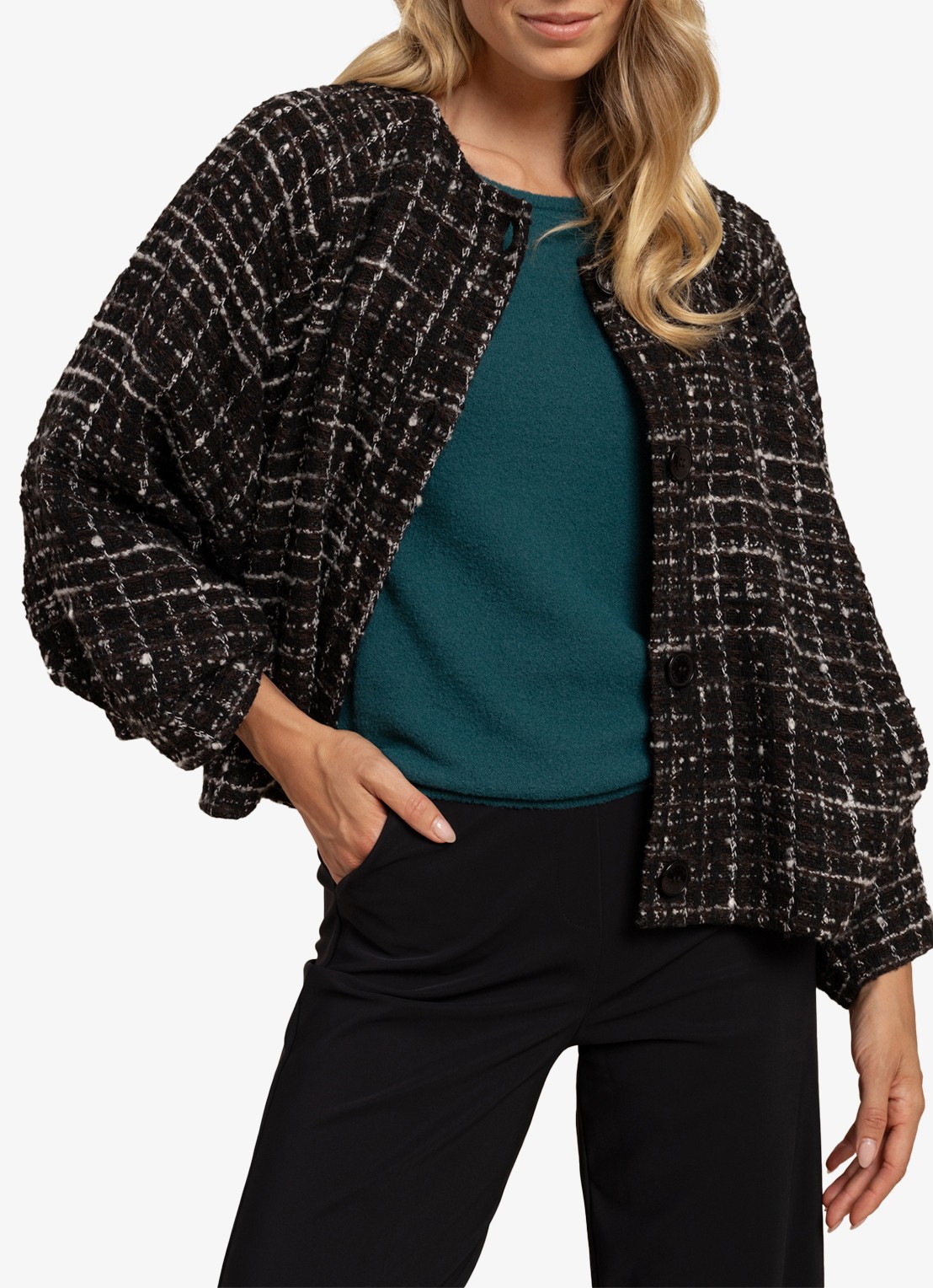 Studio Anneloes Kenza jack met tweed look - detail multicolor