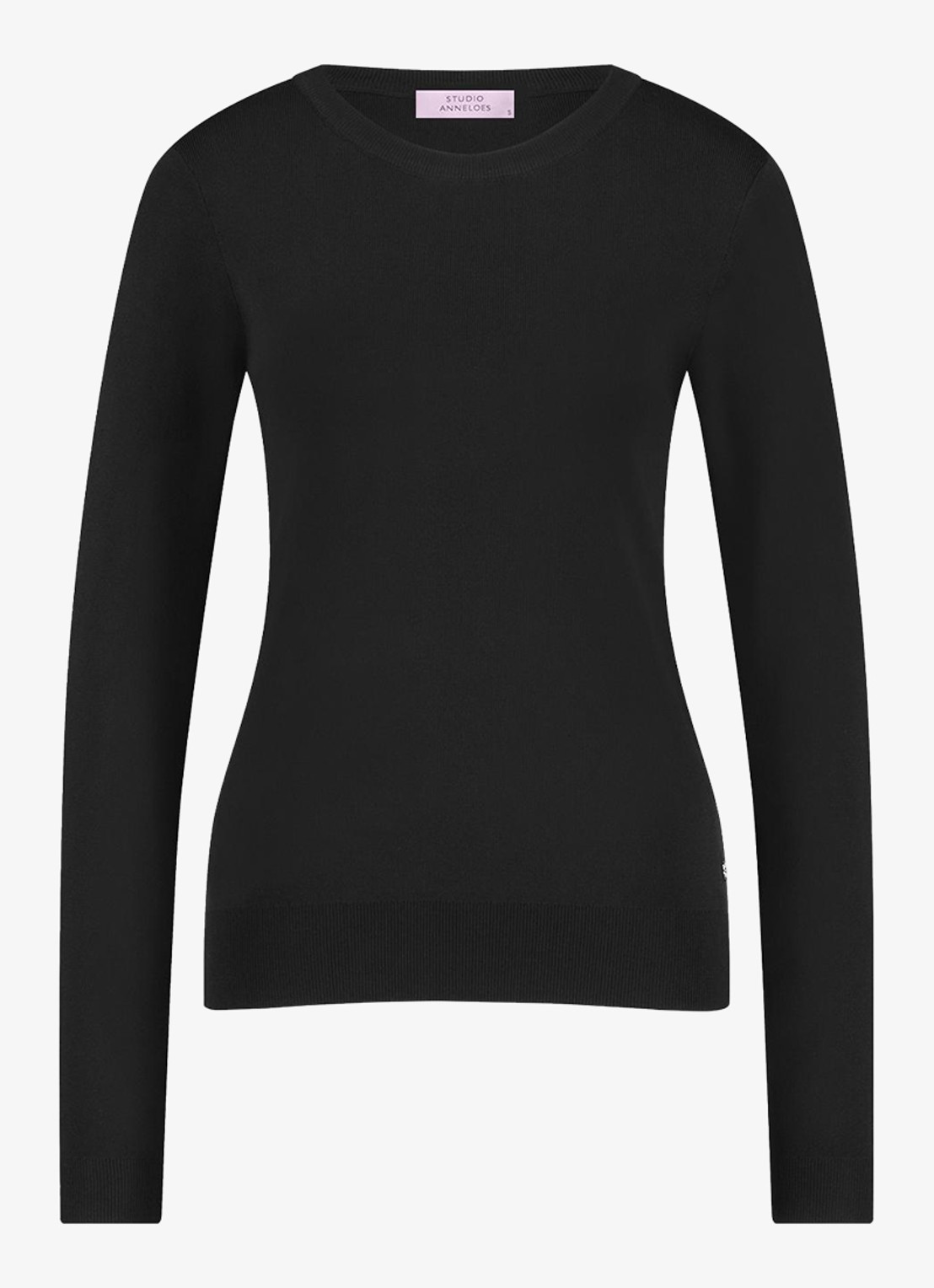 Studio Anneloes Lana fijngebreide pullover met ronde hals - voorkant 3 zwart