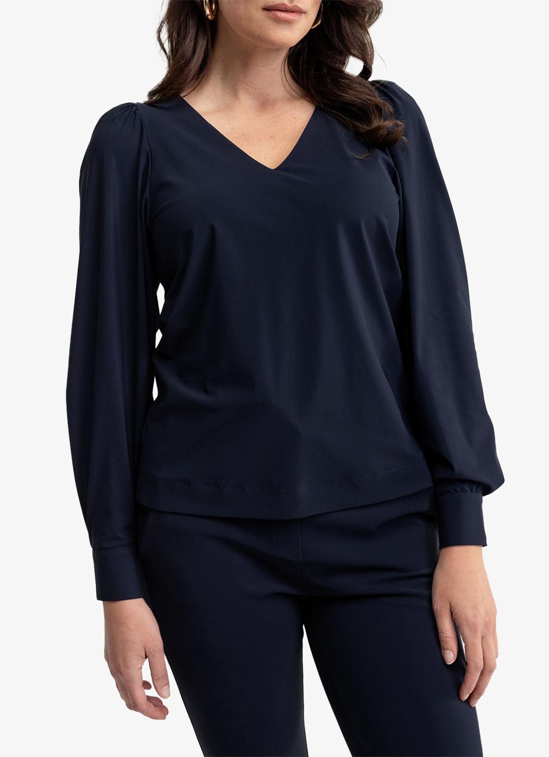 Studio Anneloes Les top met V-hals - detail 3 donkerblauw