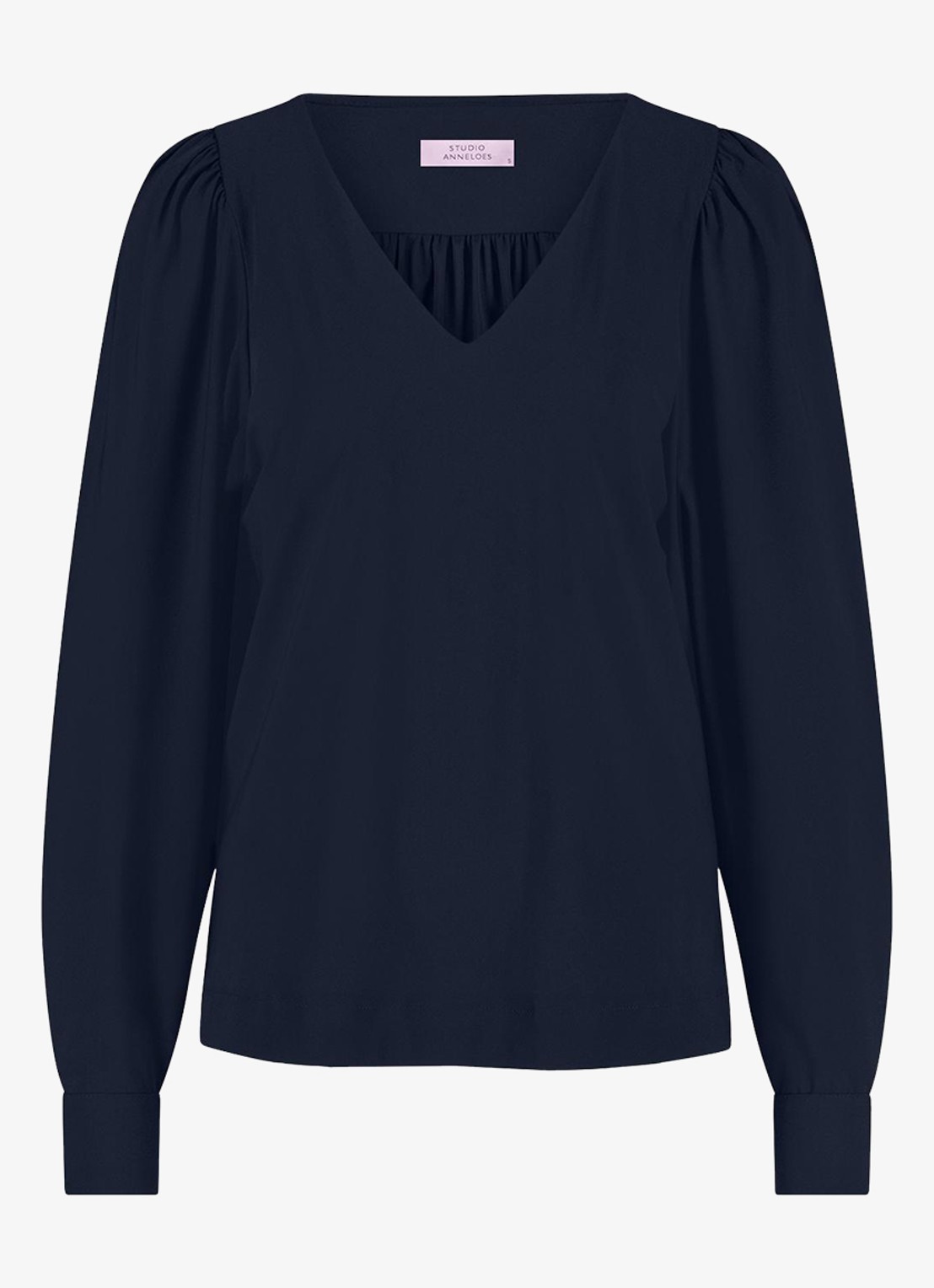 Studio Anneloes Les top met V-hals - voorkant 2 donkerblauw