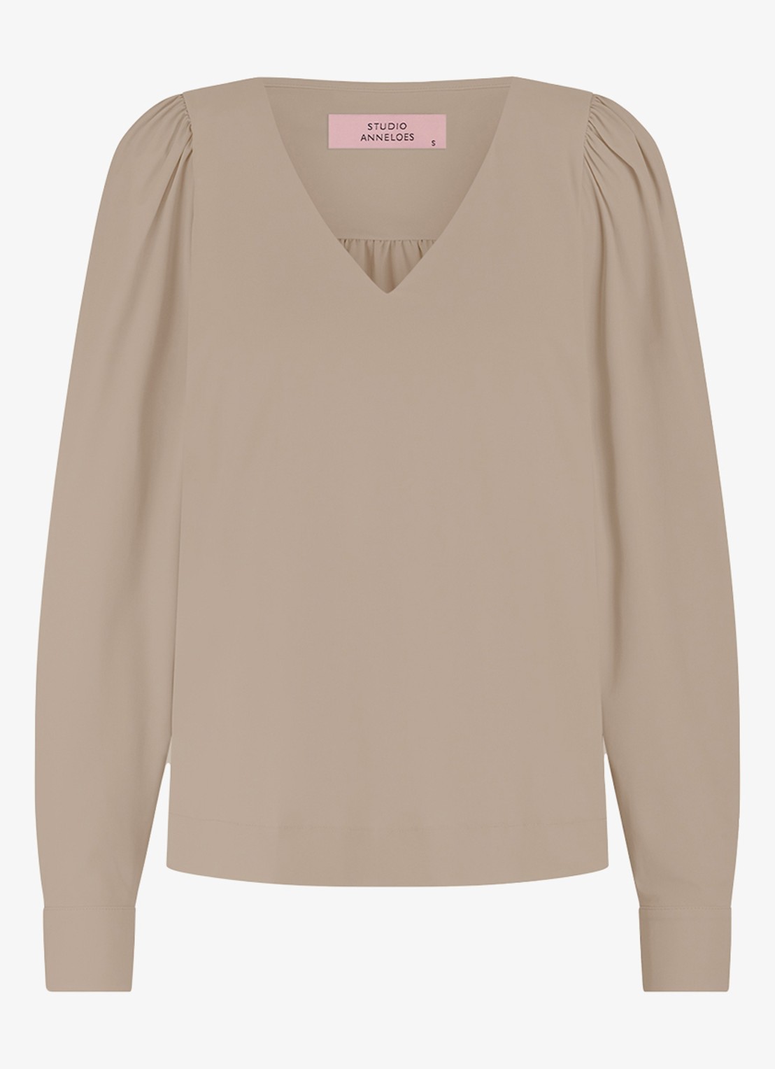 Studio Anneloes Les top met V-hals - voorkant 2 lichtbruin