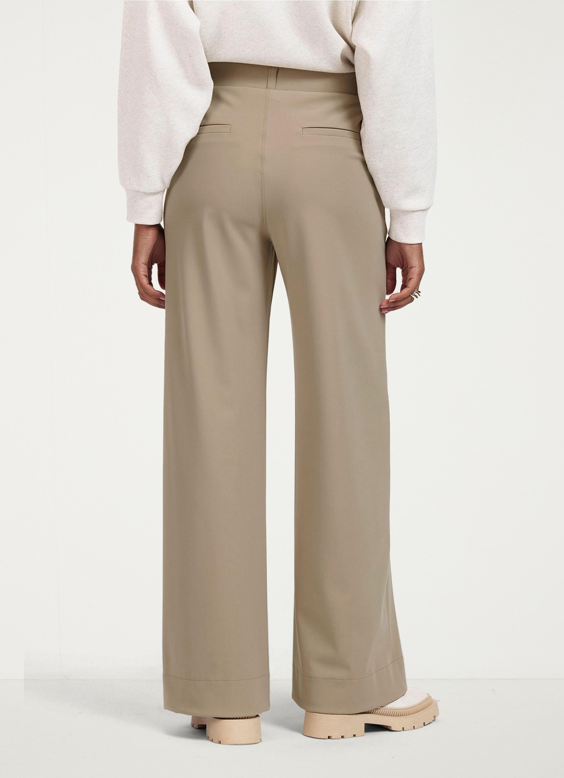 Studio Anneloes Lexie Bonded high waist staight fit pantalon - achterkant 3 latte