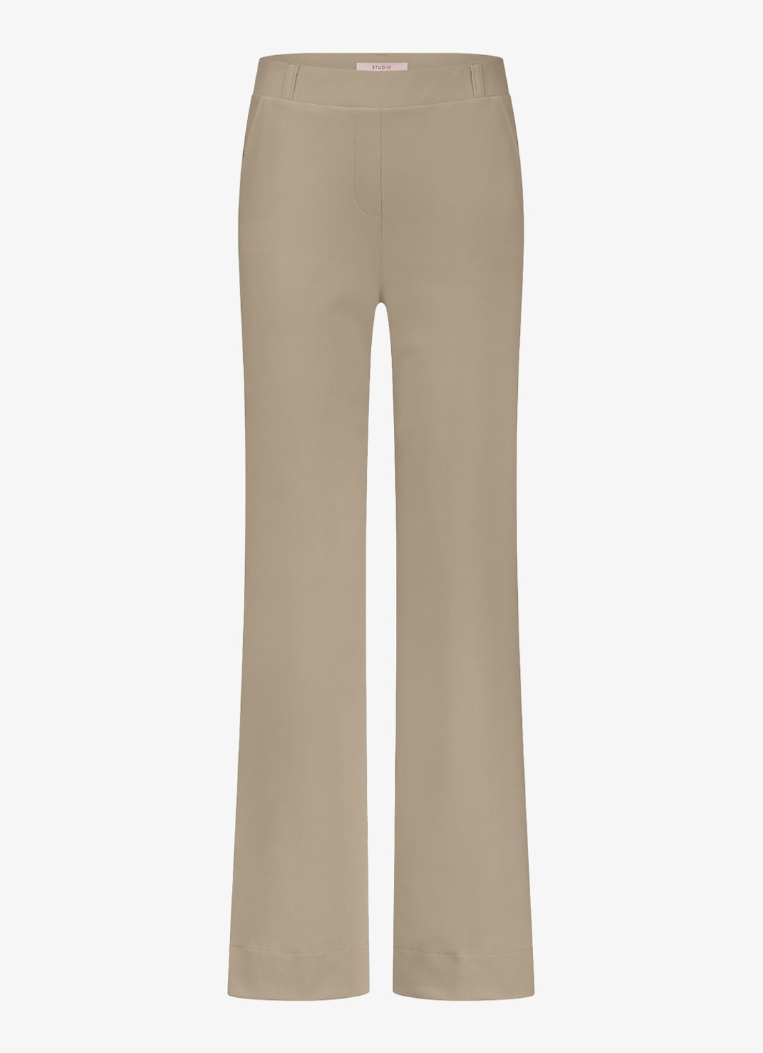 Studio Anneloes Lexie Bonded high waist staight fit pantalon - voorkant latte