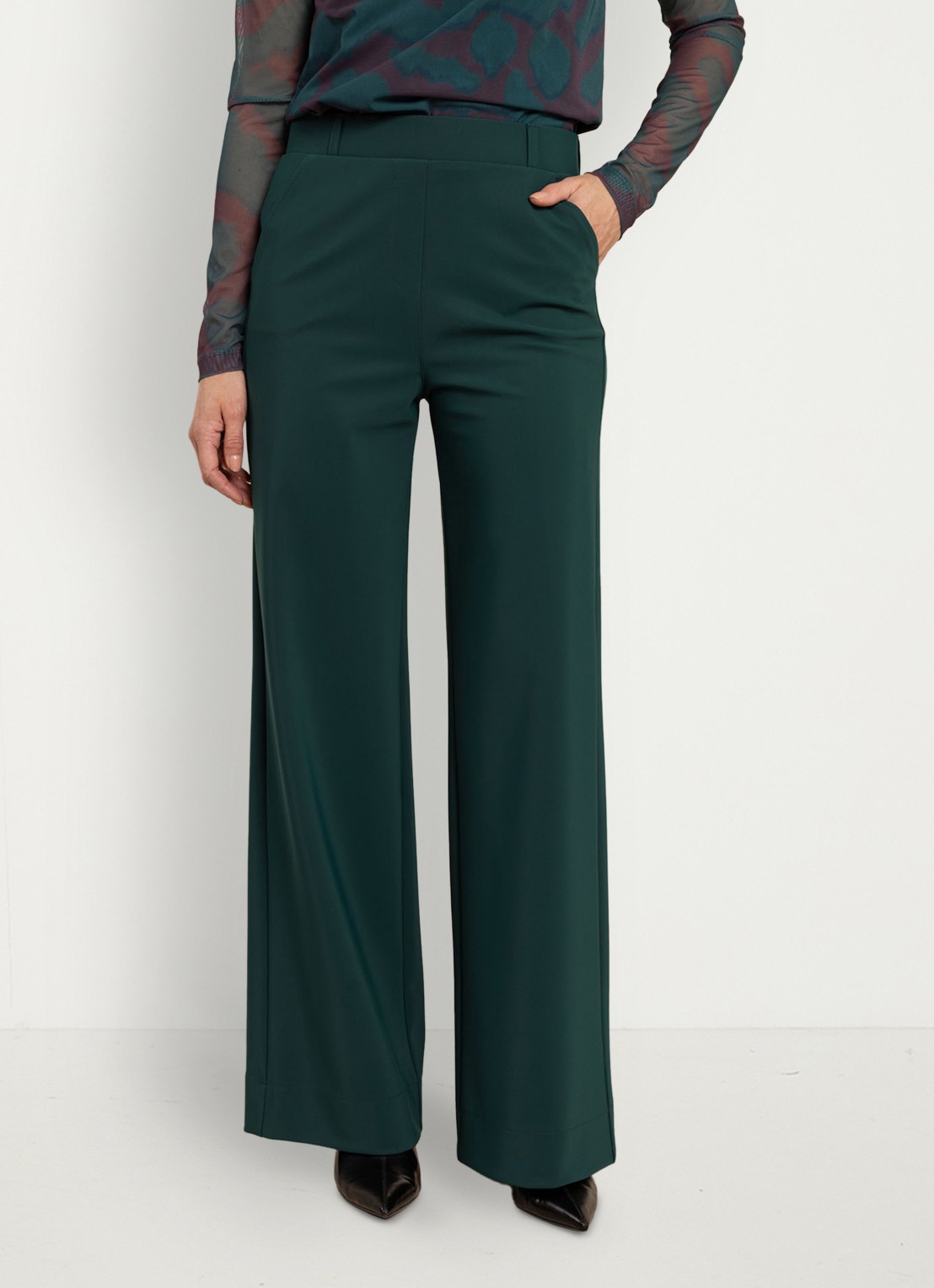 Studio Anneloes Lexie bonded trousers - voorkant 5 petrol