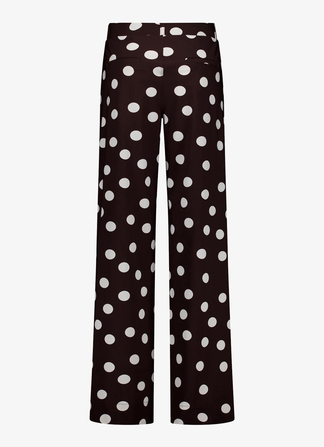 Studio Anneloes Lexie high waist wide fit broek met steekzakken en stippenprint - achterkant 3 bruin