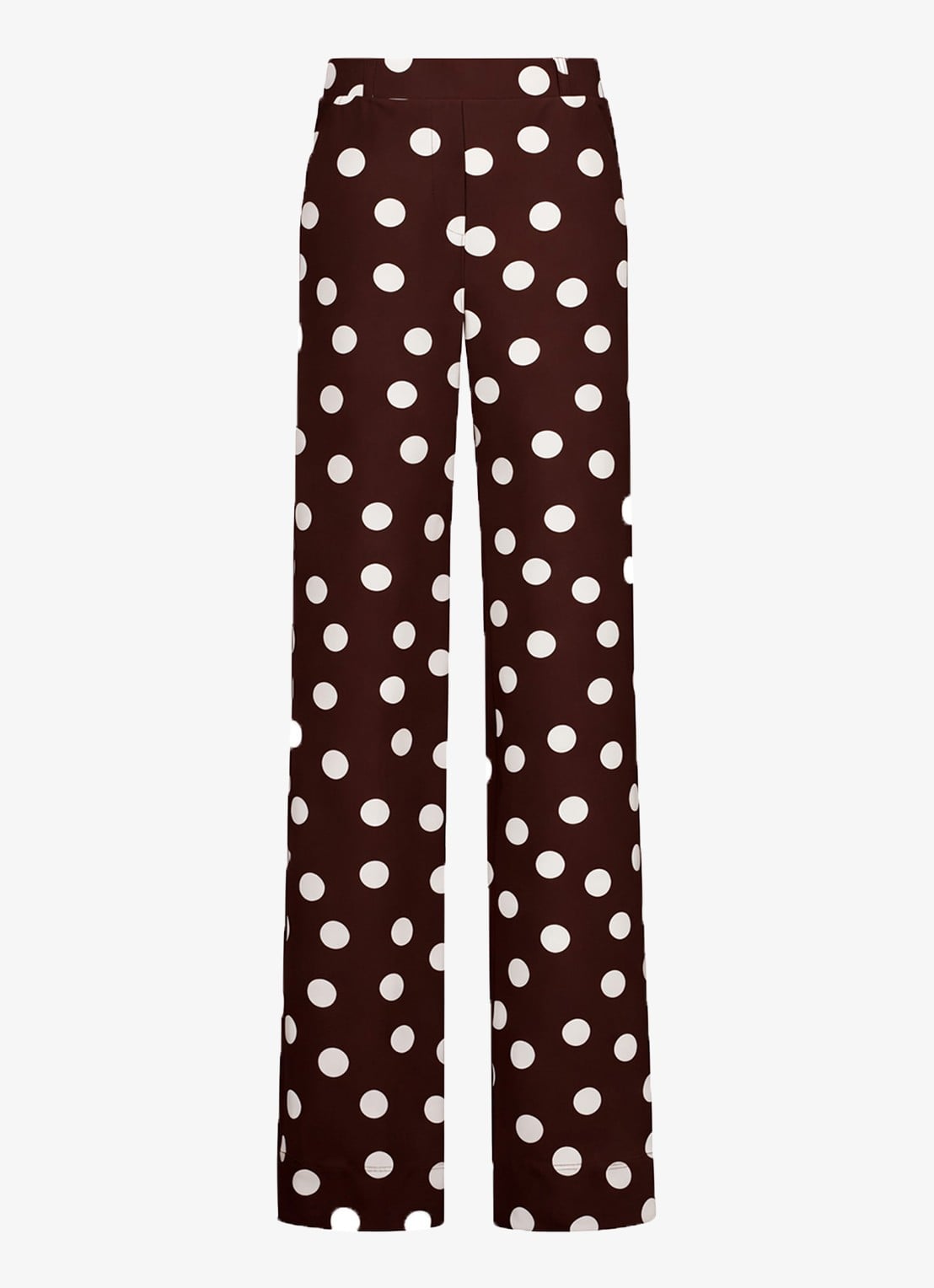 Studio Anneloes Lexie high waist wide fit broek met steekzakken en stippenprint - voorkant bruin