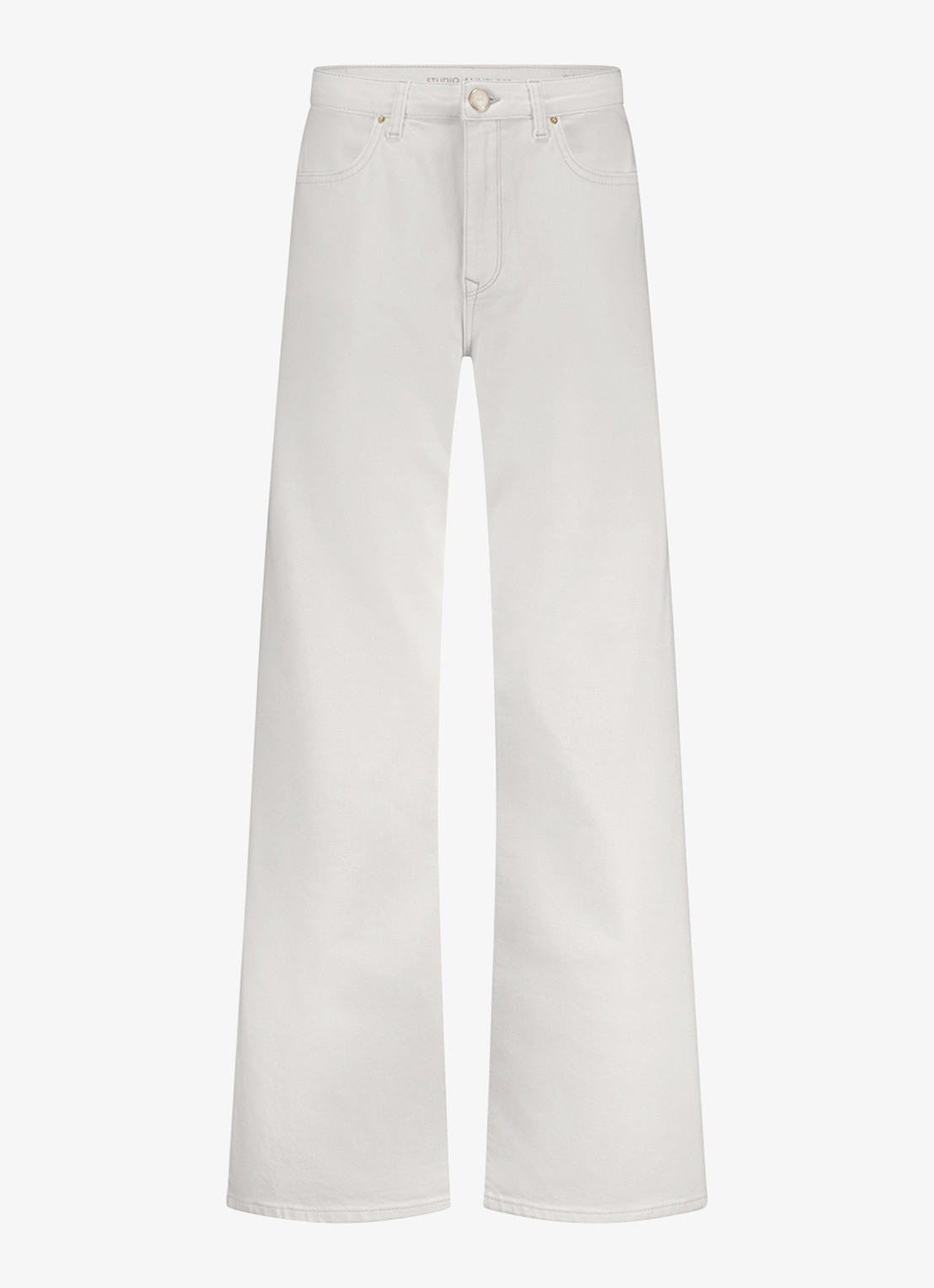 Studio Anneloes Lexie high waist wide fit jeans met gekleurde wassing - voorkant gebroken wit