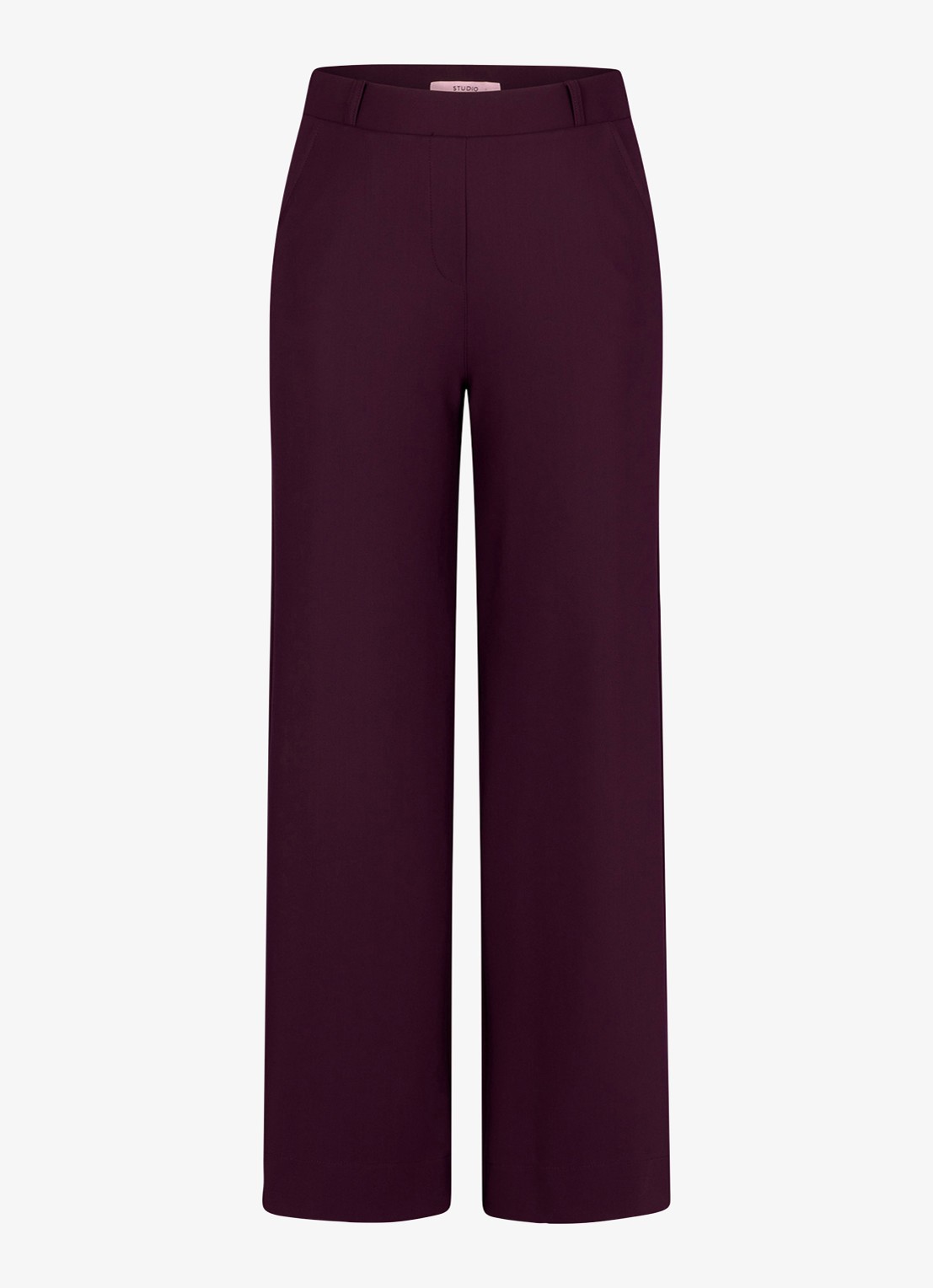 Studio Anneloes Lexie high waist wide fit pantalon met steekzakken - voorkant 2 aubergine
