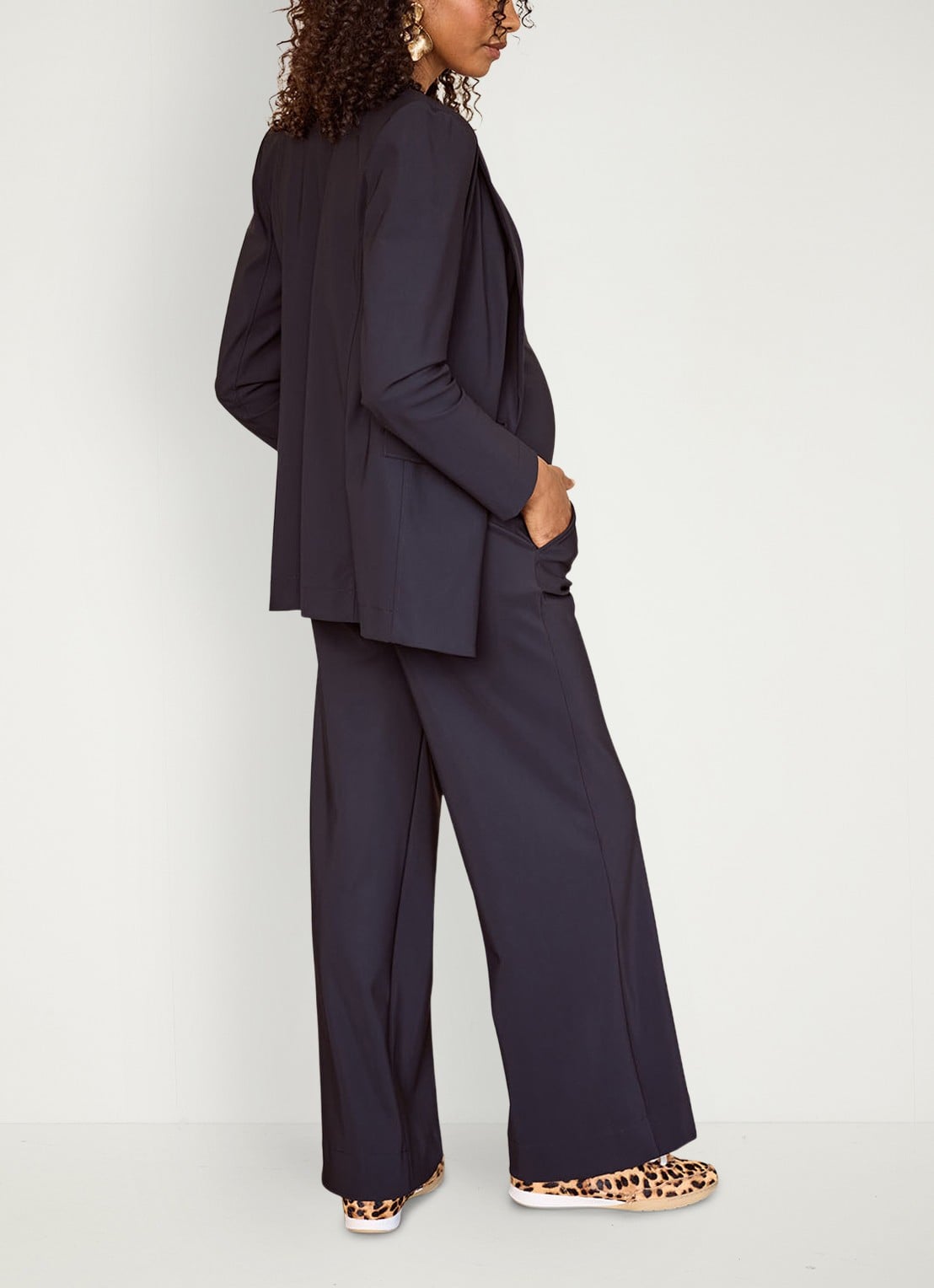 Studio Anneloes Lexie high waist wide fit pantalon met steekzakken - achterkant zwart