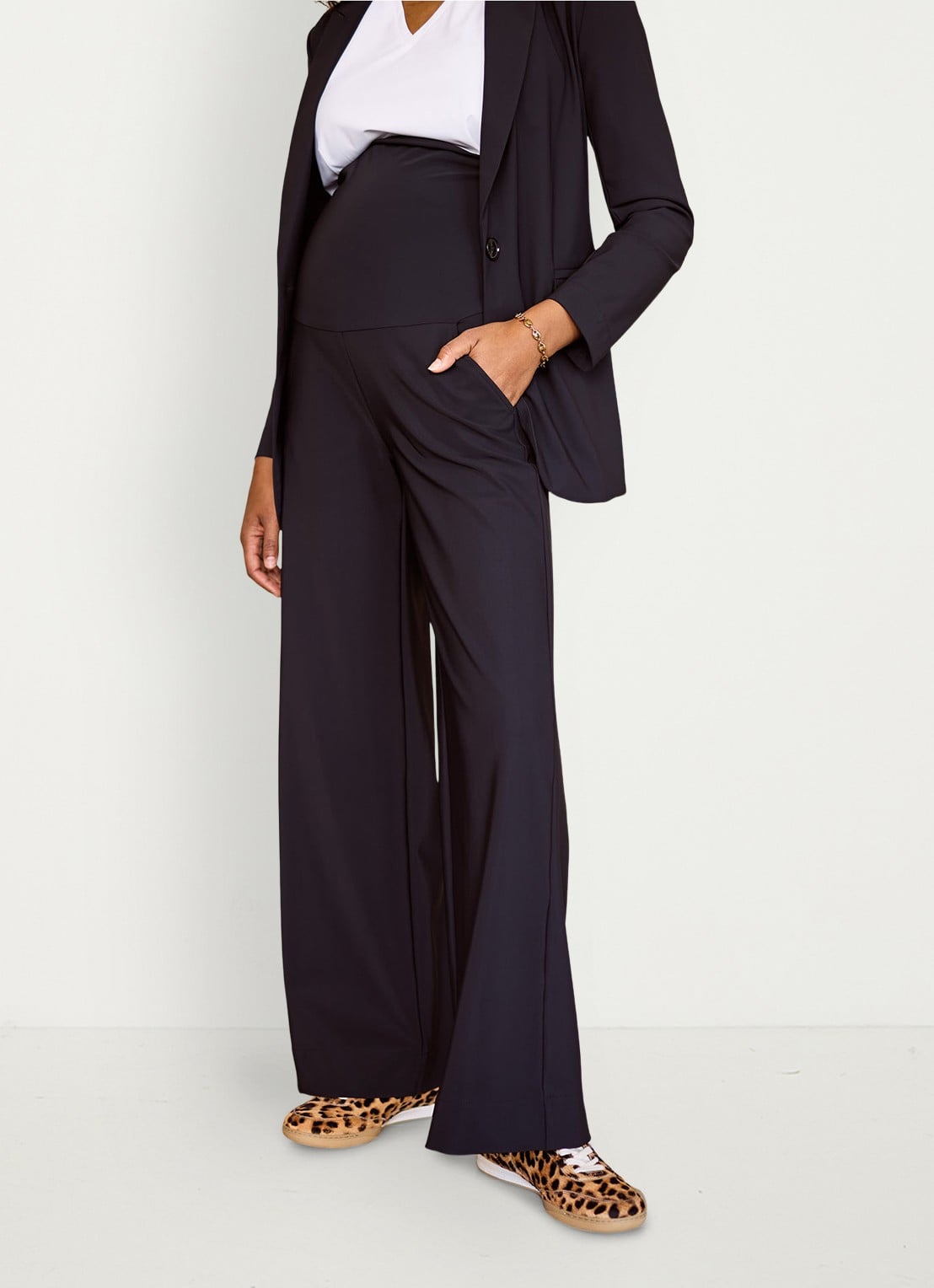 Studio Anneloes Lexie high waist wide fit pantalon met steekzakken - detail 4 zwart