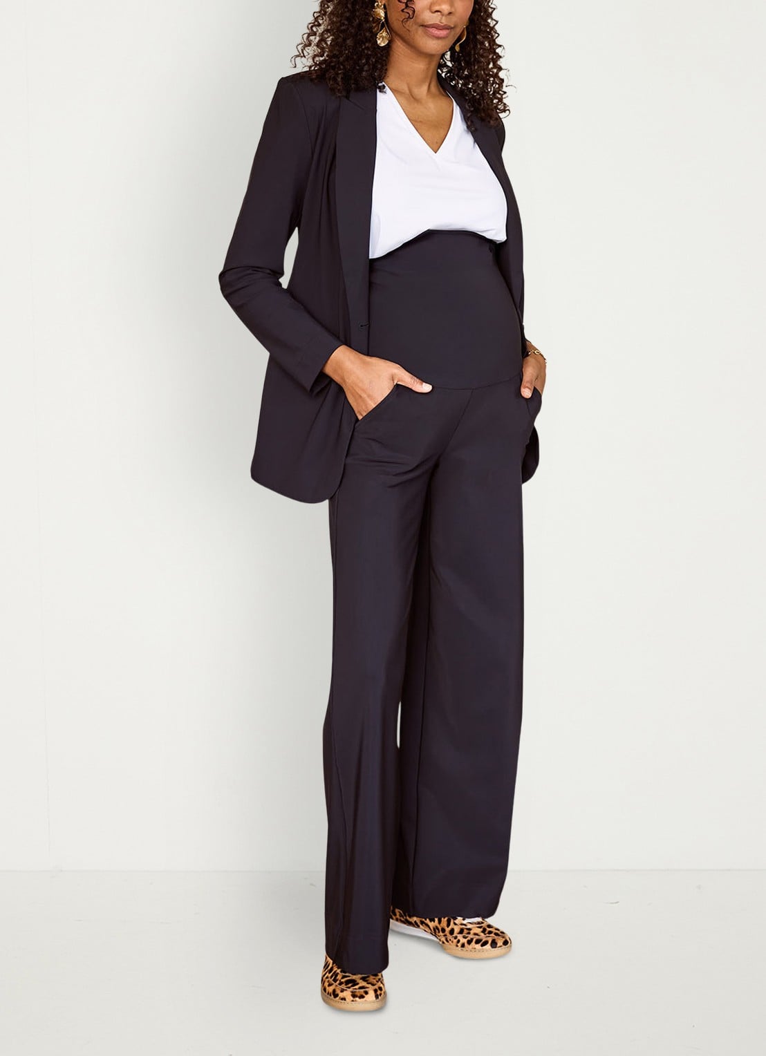 Studio Anneloes Lexie high waist wide fit pantalon met steekzakken - voorkant 3 zwart