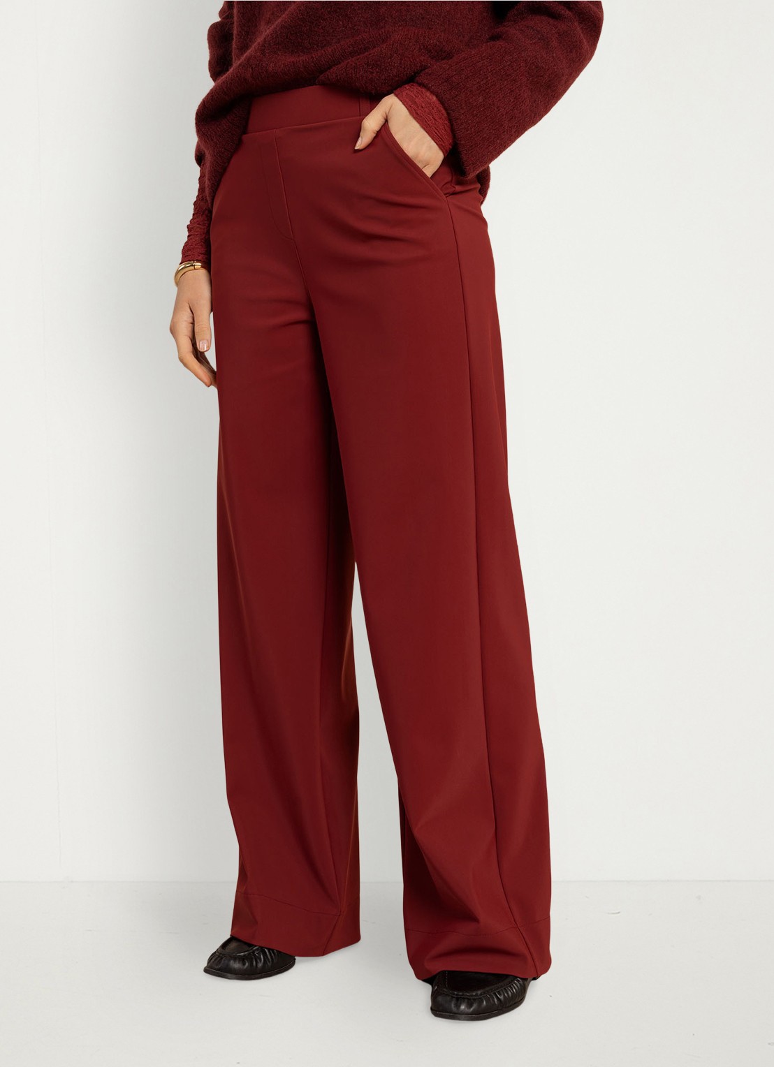 Studio Anneloes Lexie high waist wide fit pantalon met steekzakken - detail 4 rood