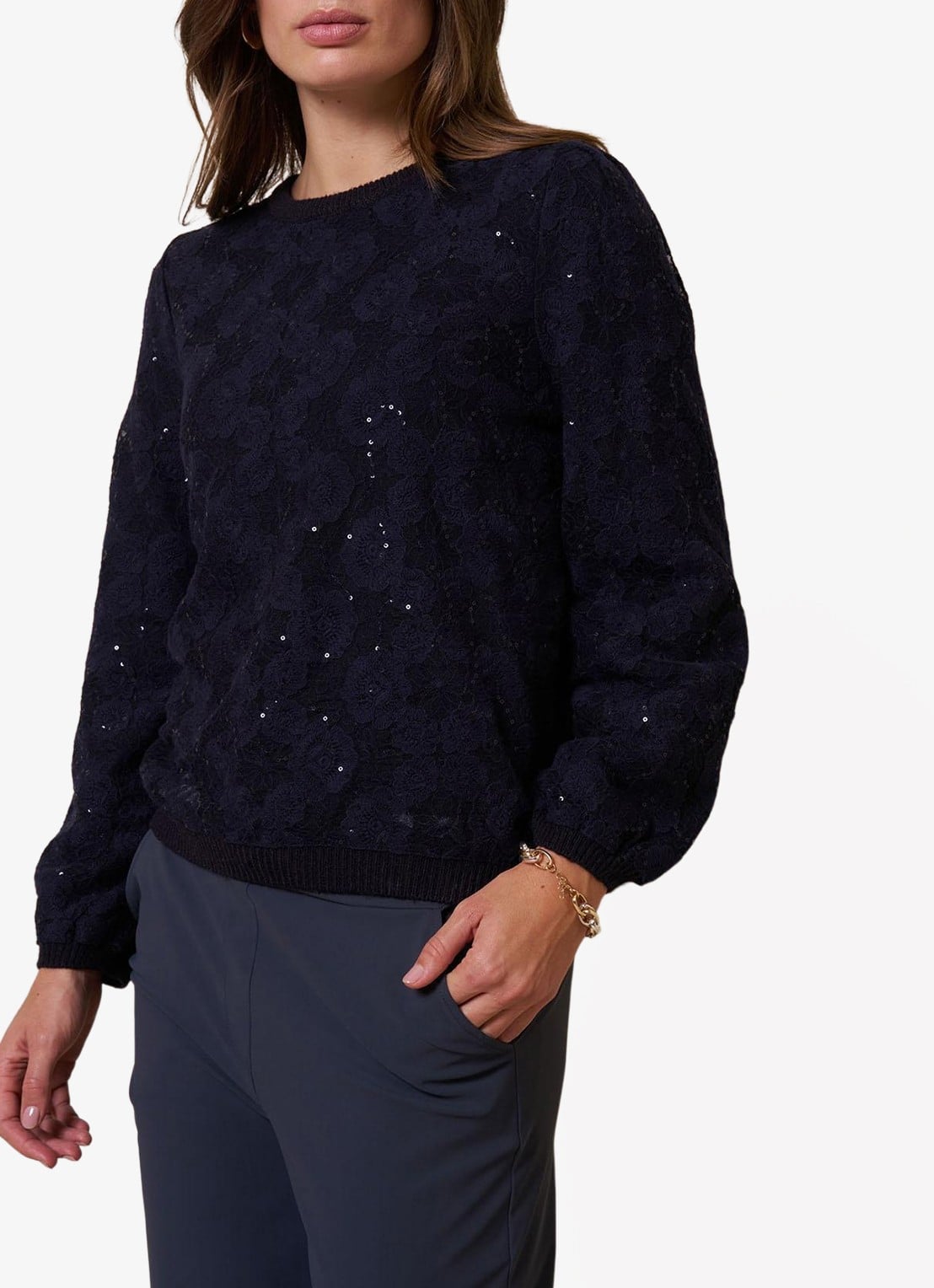 Studio Anneloes Lica pullover met pailletten - detail 3 blauw