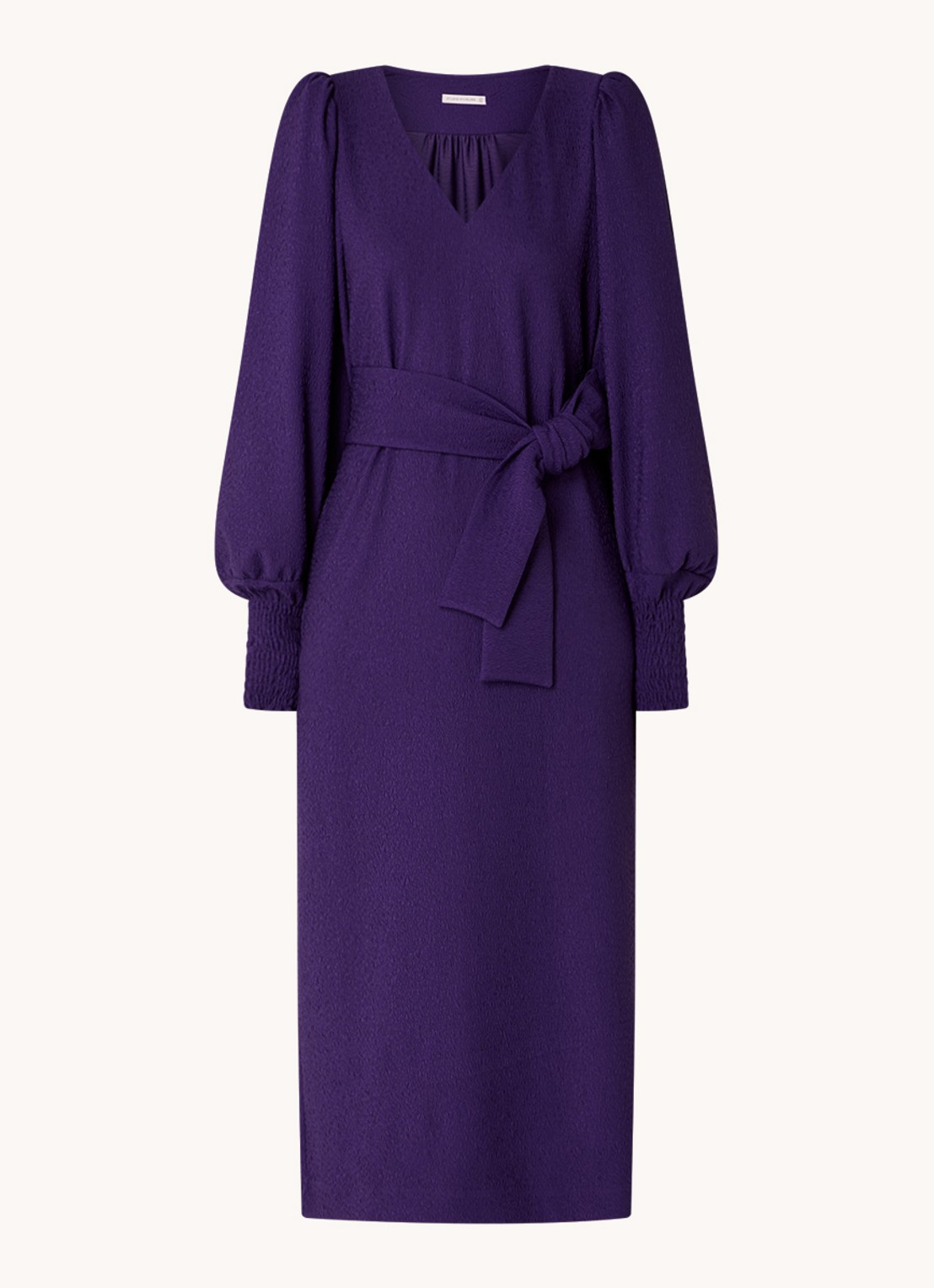 Studio Anneloes Lisbon midi tuniekjurk met structuur en ballonmouw - voorkant 2 violet