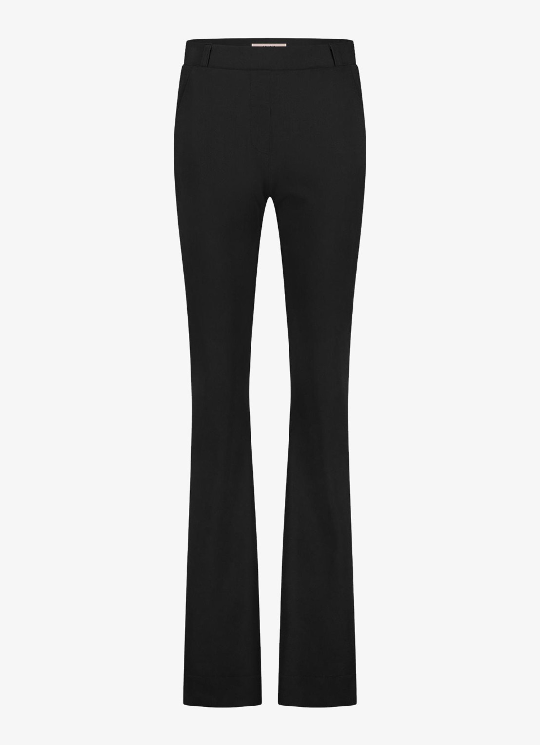 Studio Anneloes Long high waist flared fit broek met steekzakken - voorkant 2 zwart