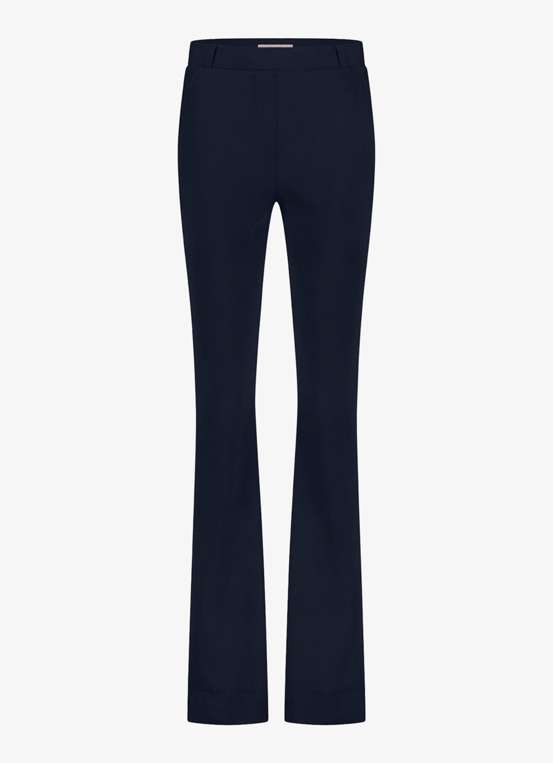 Studio Anneloes Long high waist flared fit broek met steekzakken - voorkant 2 donkerblauw