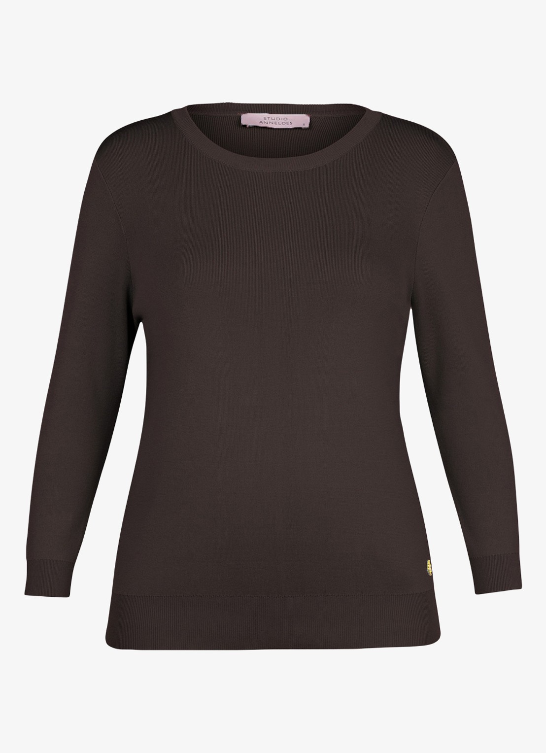 Studio Anneloes Luna fijngebreide pullover met ronde hals - voorkant bruin