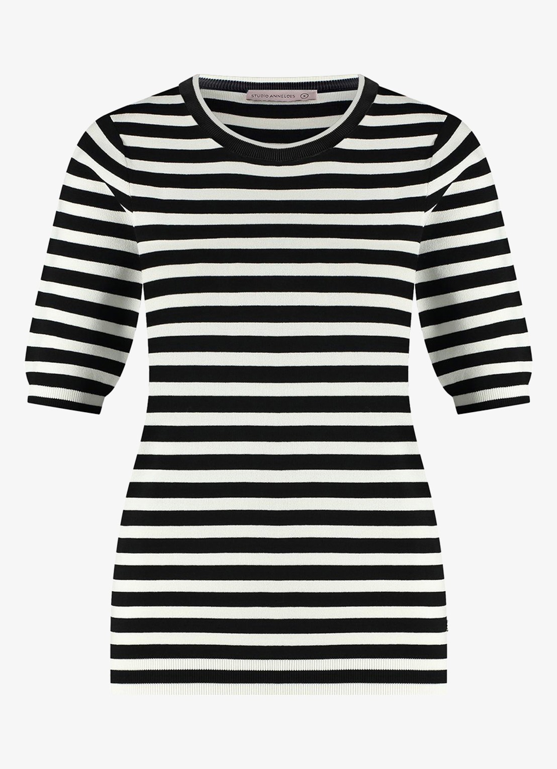 Studio Anneloes Luna fijngebreide pullover met streepprint - voorkant zwart