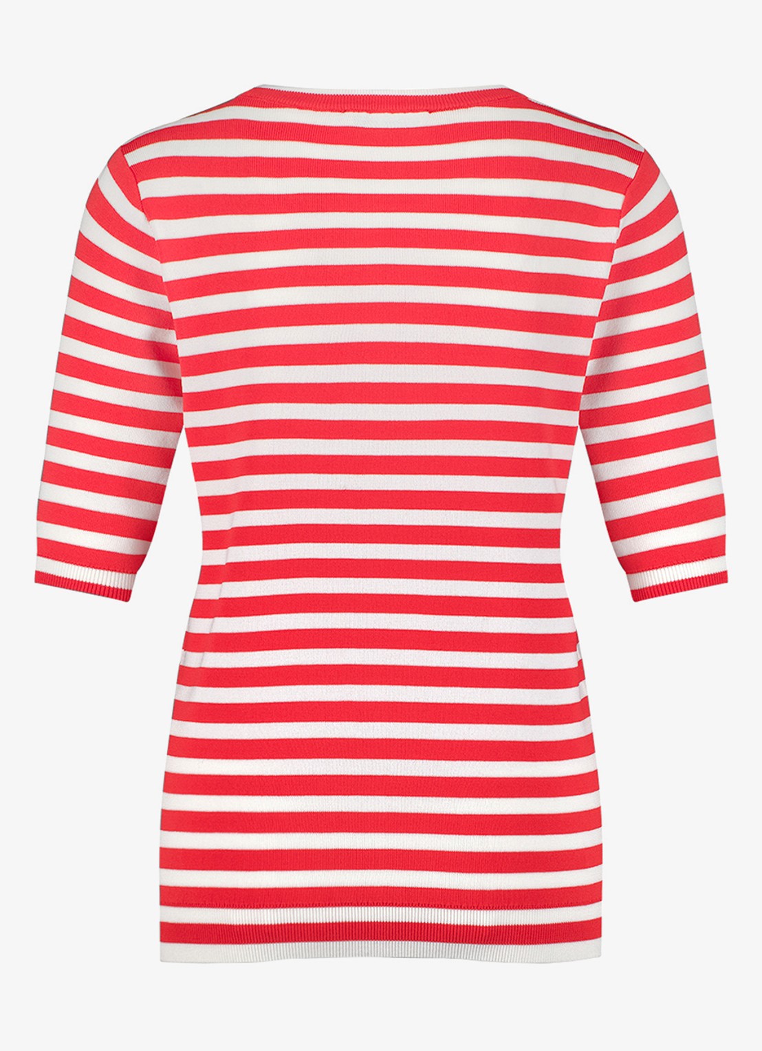 Studio Anneloes Luna fijngebreide pullover met streepprint - achterkant 3 koraal