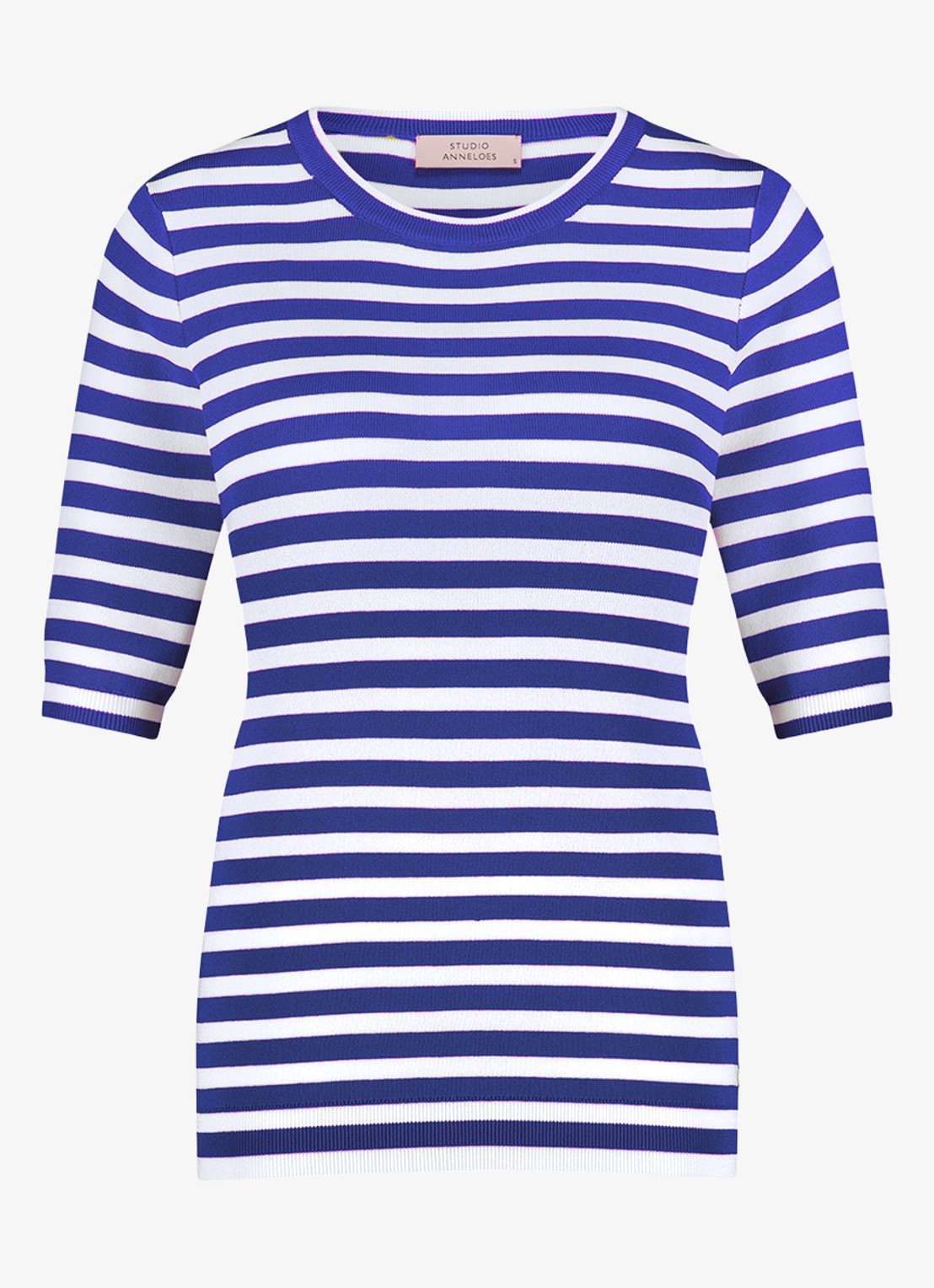 Studio Anneloes Luna fijngebreide pullover met streepprint - voorkant blauw