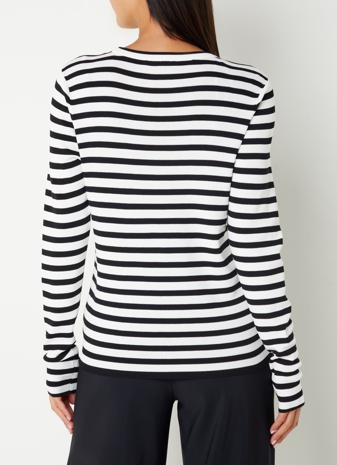 Studio Anneloes Luna fijngebreide pullover met streepprint  - achterkant 4 gebroken wit