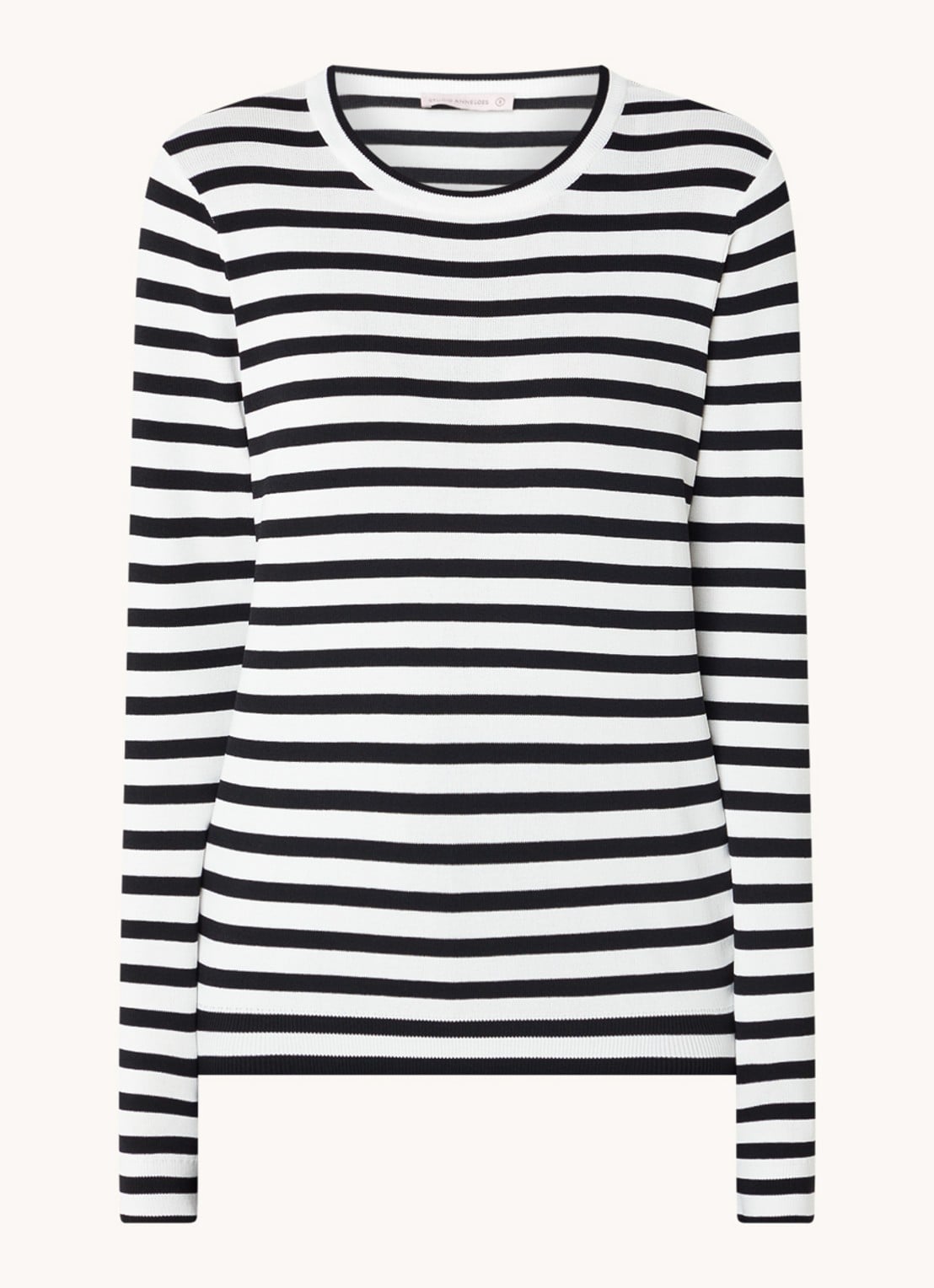 Studio Anneloes Luna fijngebreide pullover met streepprint  - voorkant gebroken wit