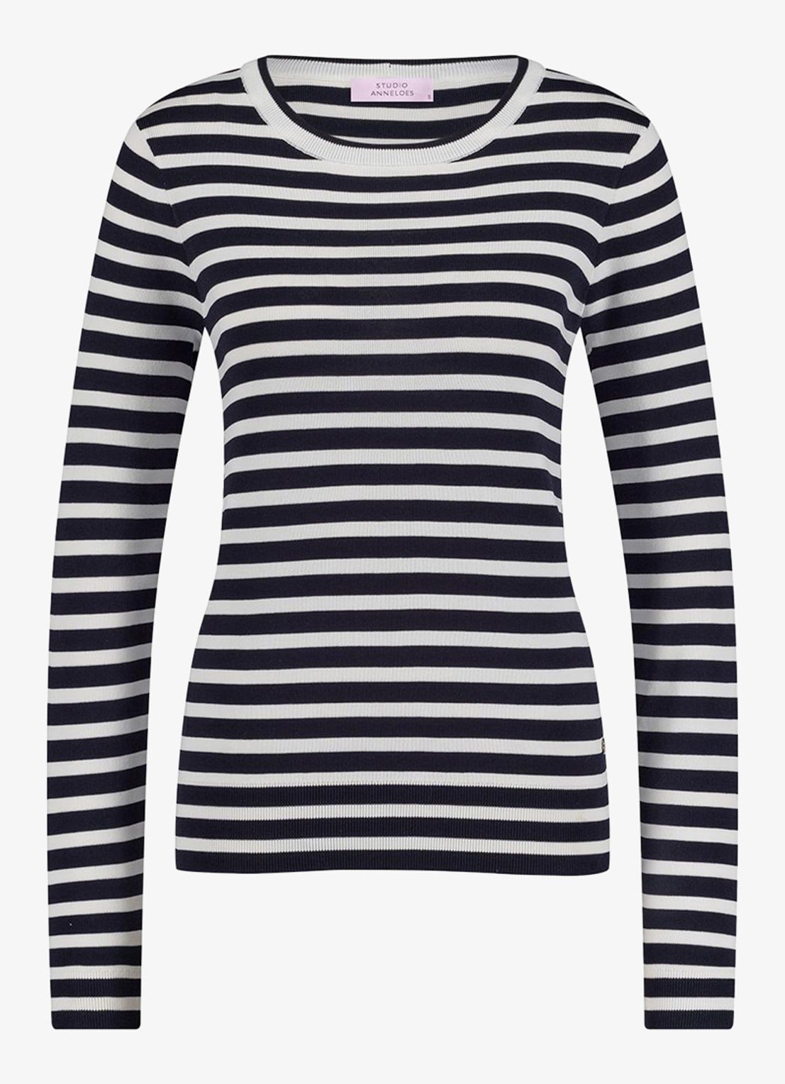 Studio Anneloes Luna longsleeve met streepprint - voorkant 5 zwart