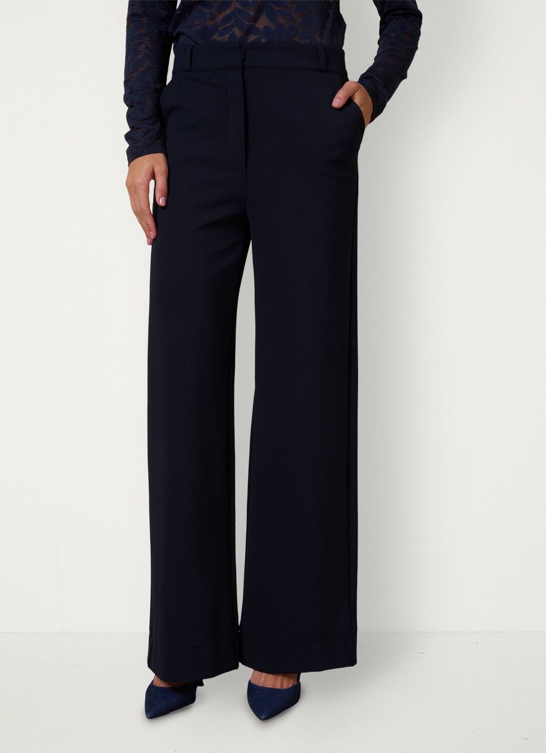 Studio Anneloes Luz high waist loose fit pantalon met steekzakken - detail 3 donkerblauw