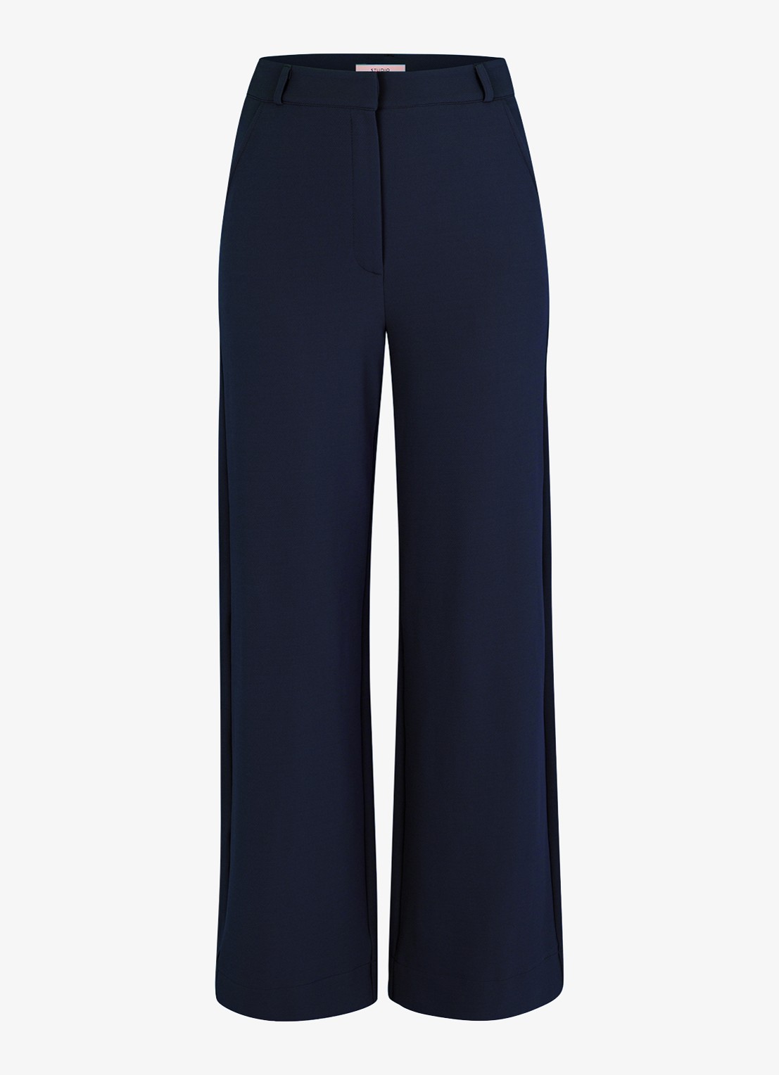 Studio Anneloes Luz high waist loose fit pantalon met steekzakken - voorkant donkerblauw