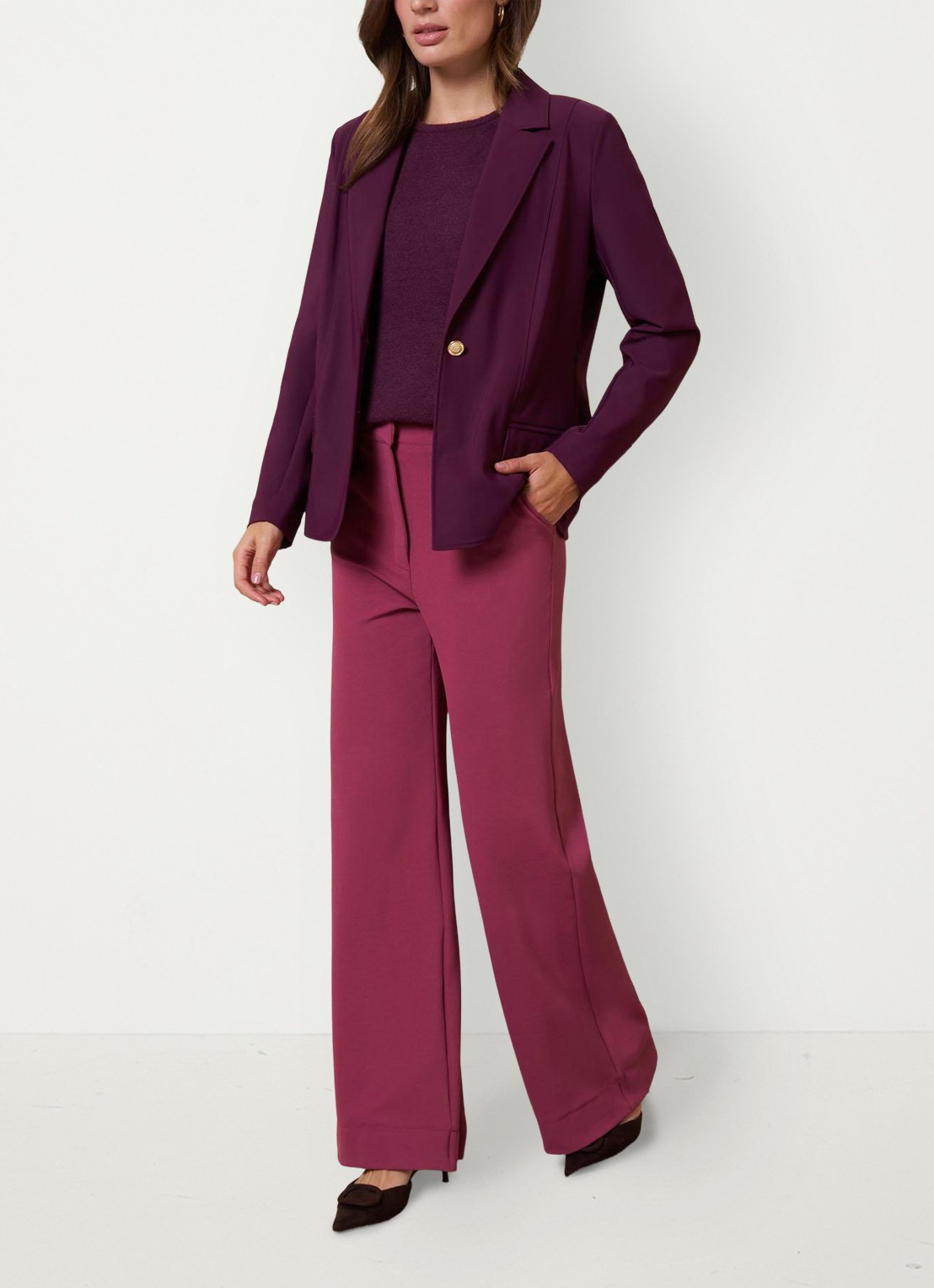 Studio Anneloes Luz high waist loose fit pantalon met steekzakken - voorkant 2 roze