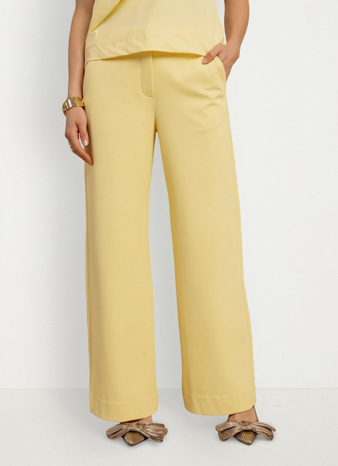 Studio Anneloes Luz high waist loose fit pantalon met steekzakken - detail 4 lichtgeel