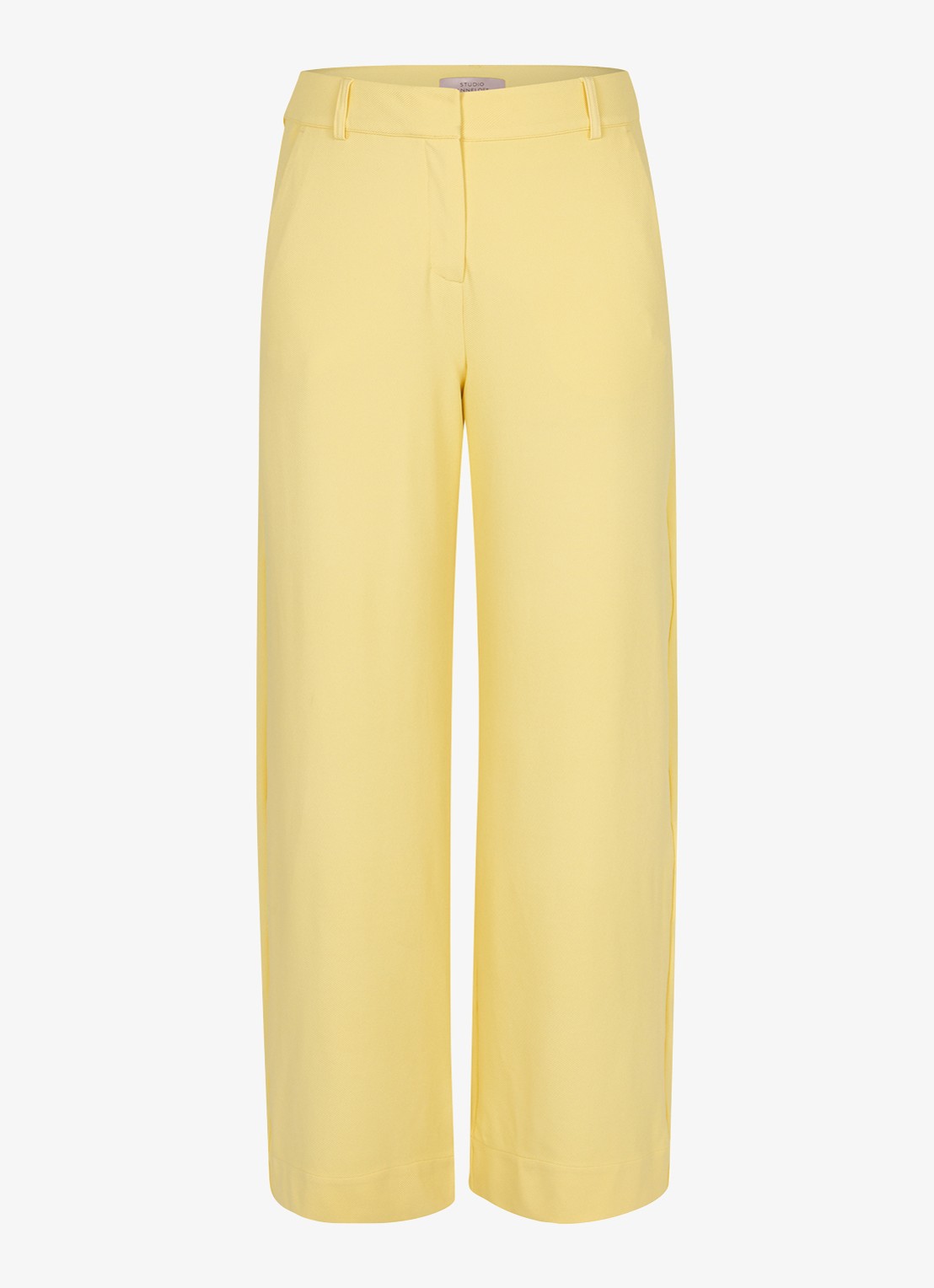 Studio Anneloes Luz high waist loose fit pantalon met steekzakken - voorkant 2 lichtgeel