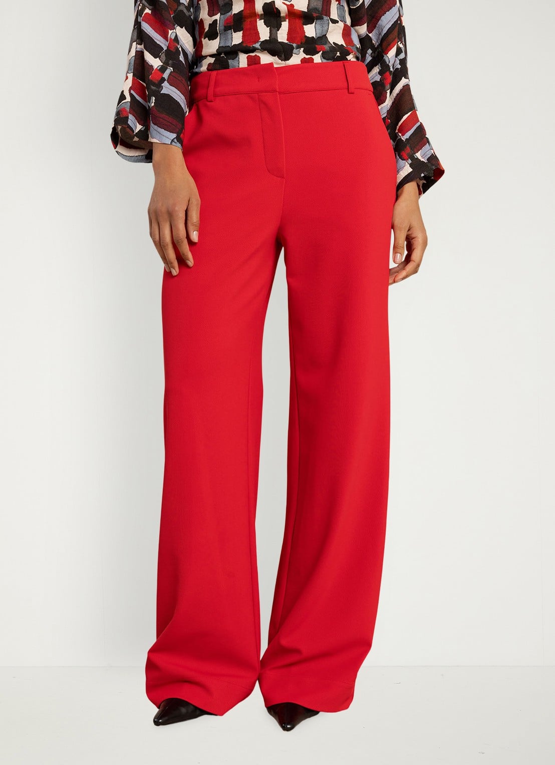 Studio Anneloes Luz mid waist wide fit pantalon met steekzakken - detail rood