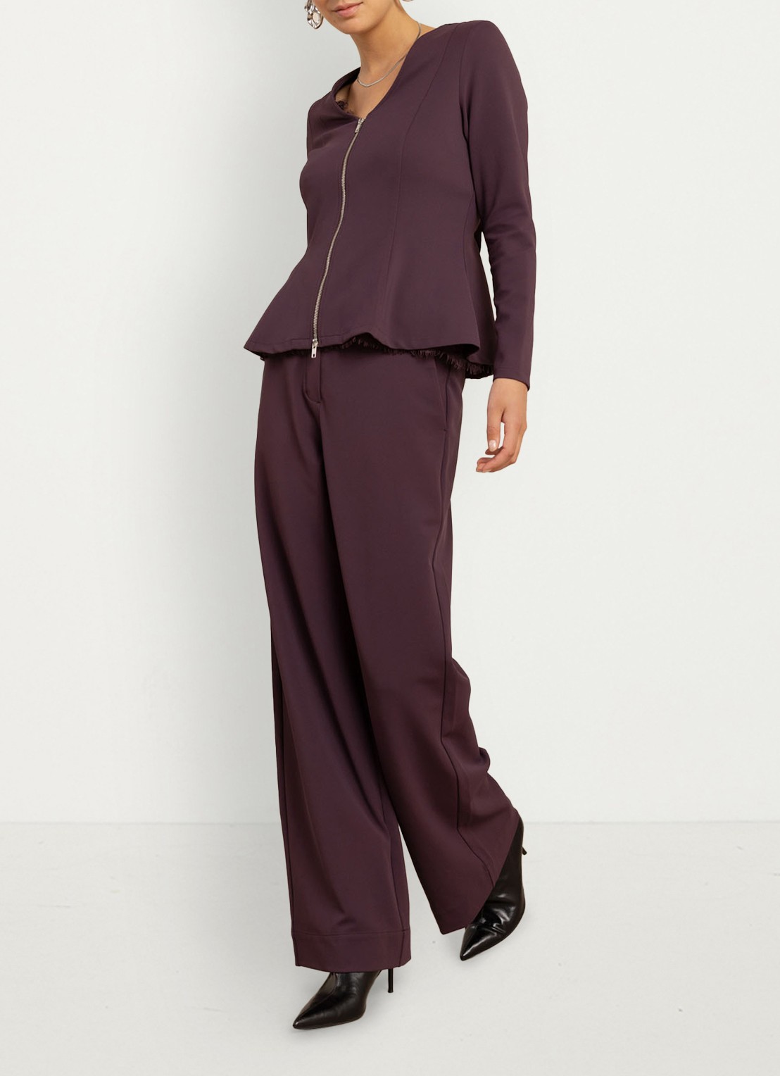 Studio Anneloes Luz twill trousers - voorkant 3 aubergine