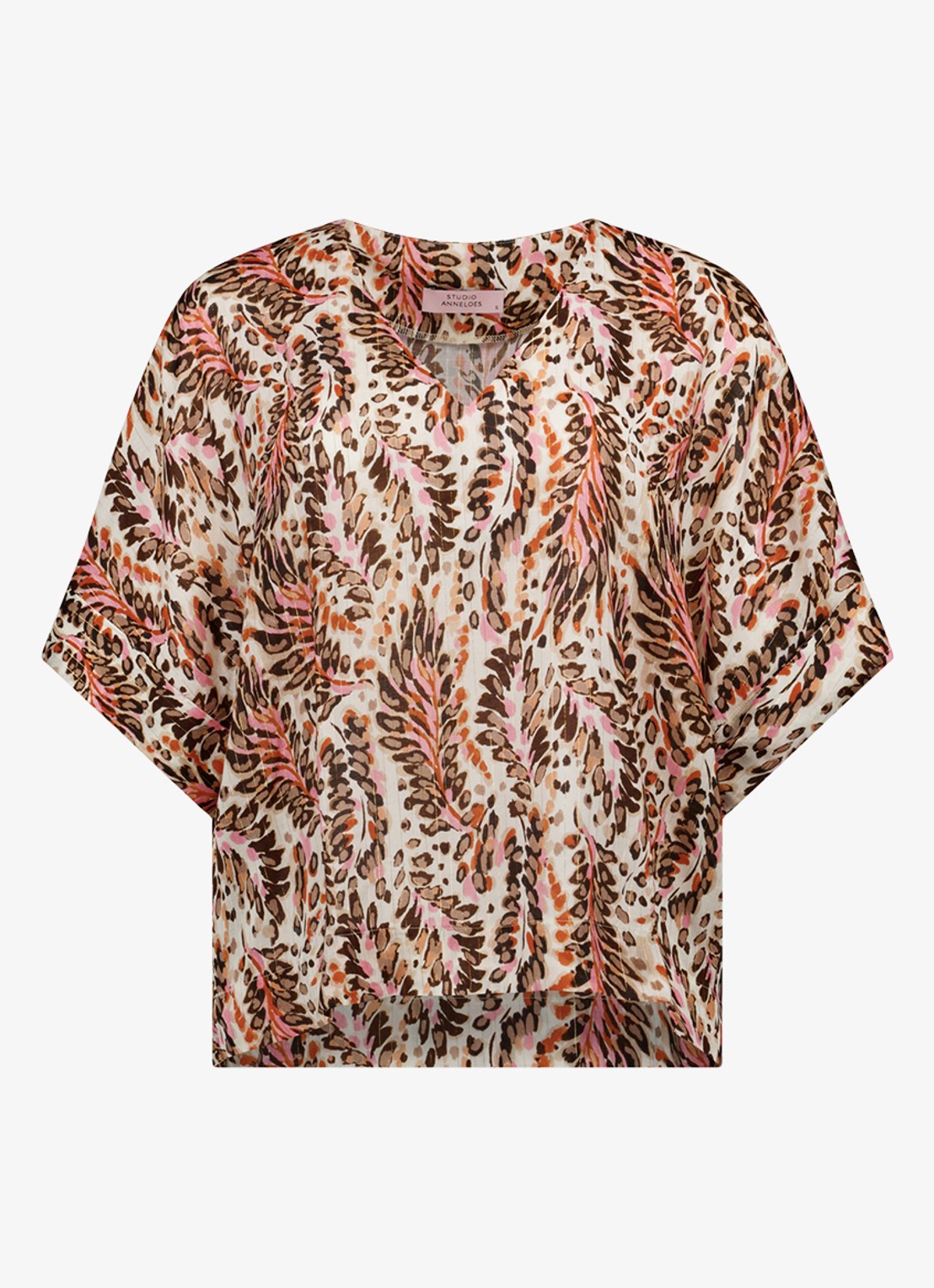 Studio Anneloes Madison top met grafische print - voorkant bruin