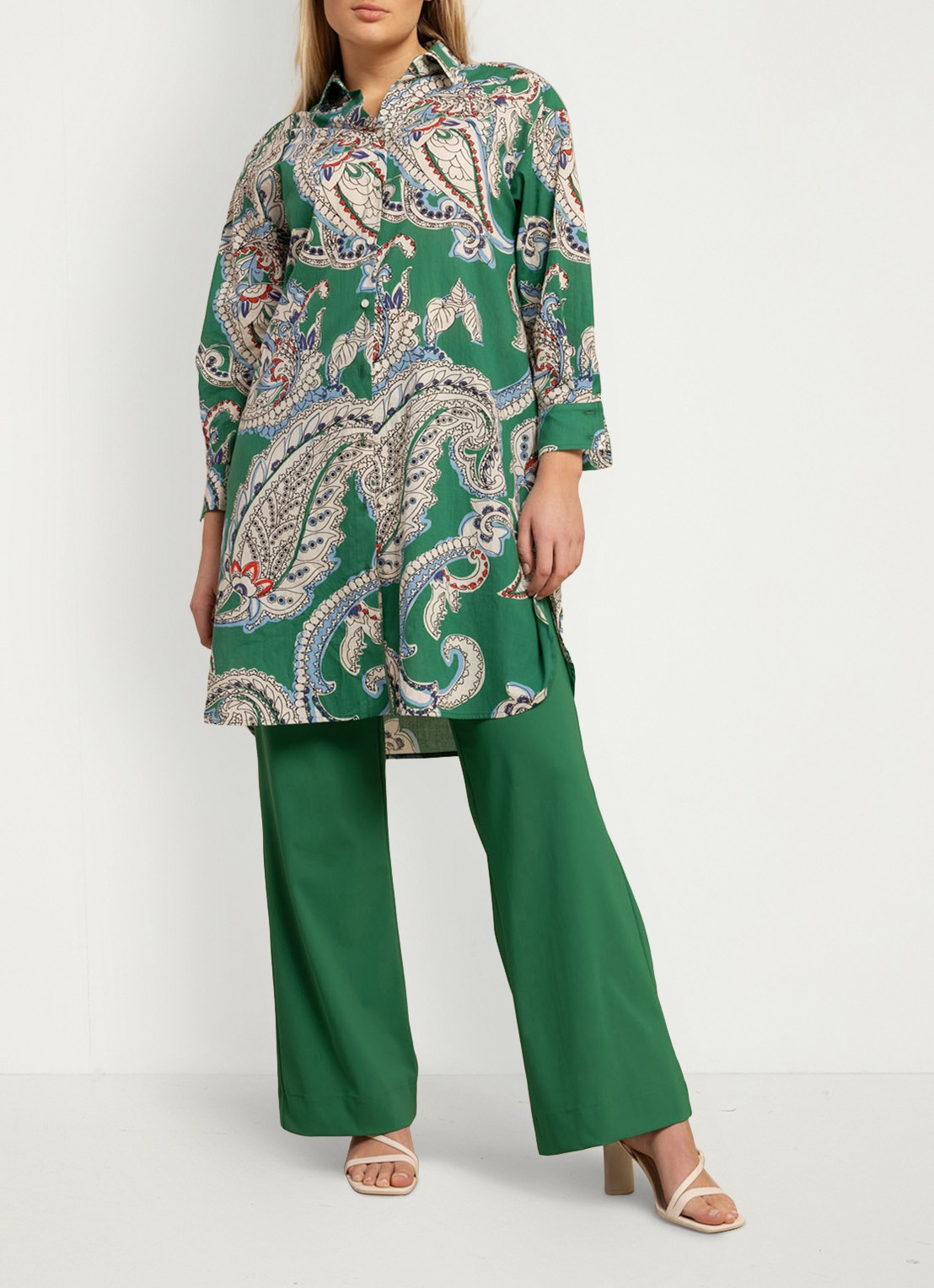 Studio Anneloes Marilon high waist loose fit pantalon met steekzakken - detail 5 groen