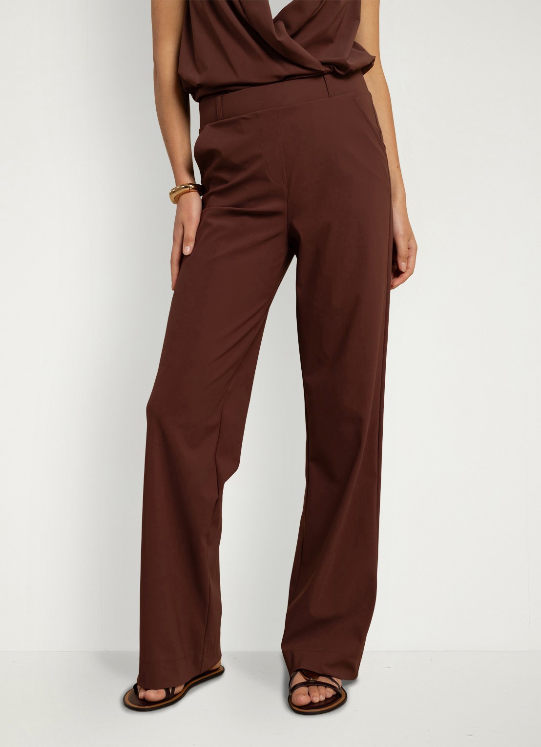 Studio Anneloes Marilon high waist loose fit pantalon met steekzakken - detail 2 bordeauxrood
