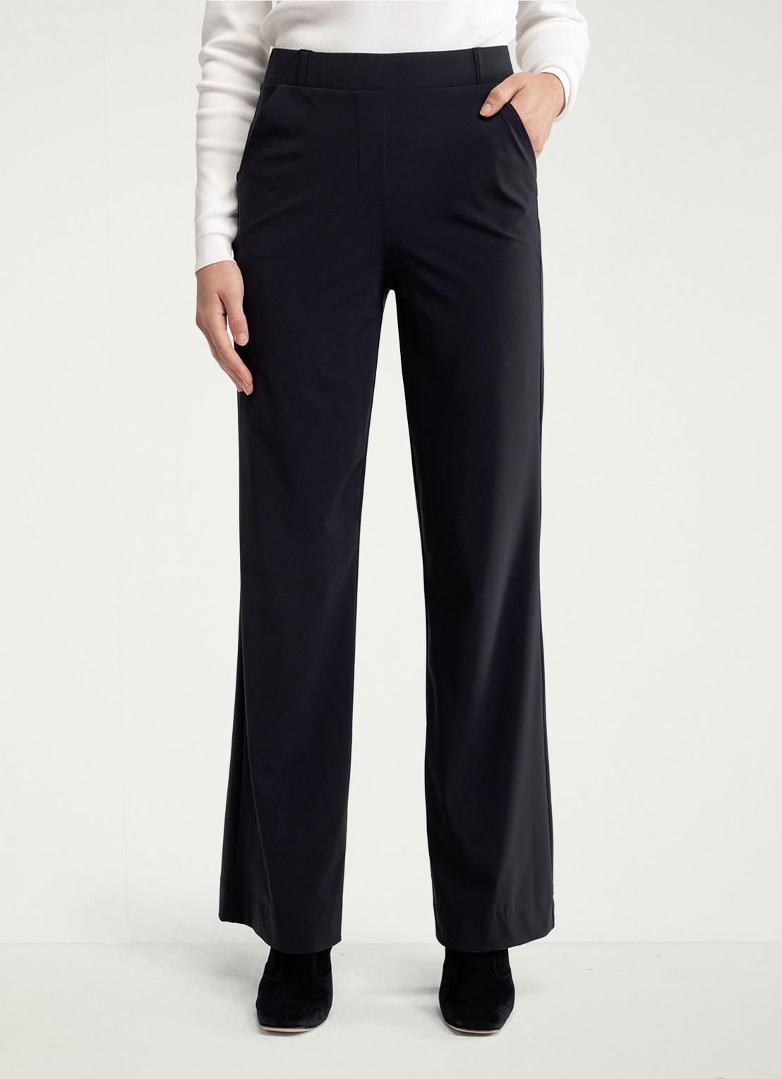 Studio Anneloes Marilon high waist wide fit broek met steekzakken - detail 2 zwart