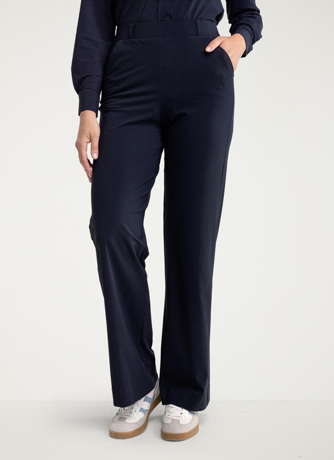 Studio Anneloes Marilon high waist wide fit broek met steekzakken - detail 3 donkerblauw