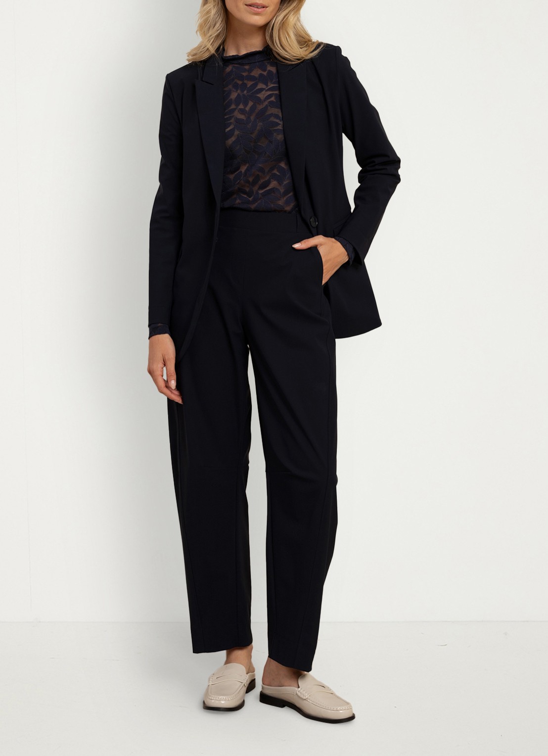 Studio Anneloes Marlise high waist straight fit pantalon - detail 5 turquoise
