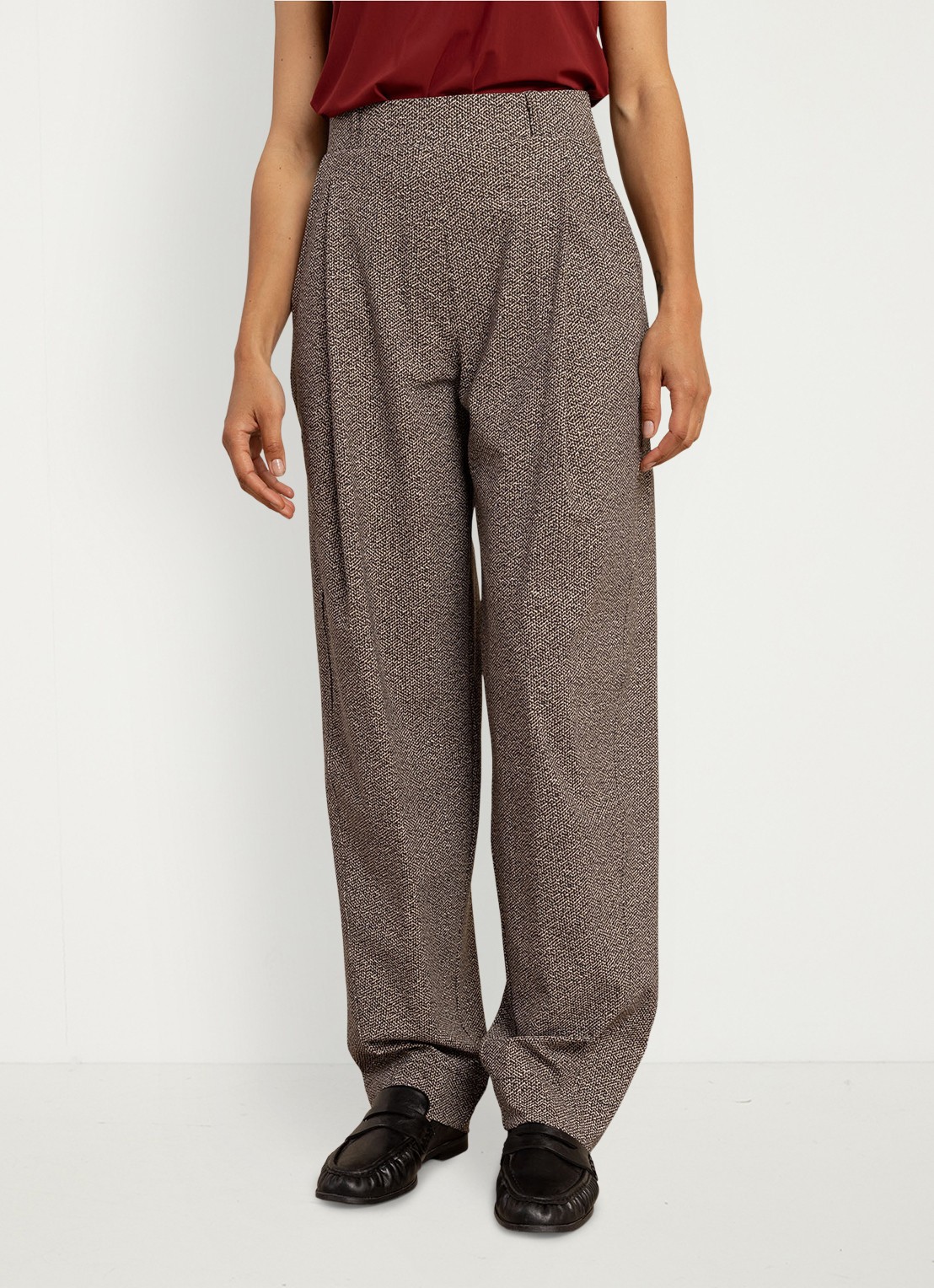 Studio Anneloes Marlonneke high waist loose fit broek met steekzakken - detail 2 taupe