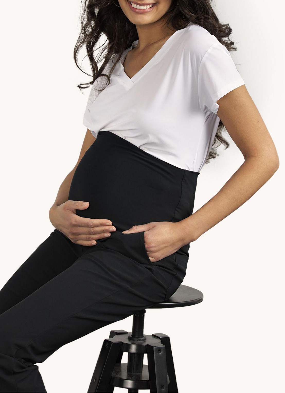 Studio Anneloes Maternity mid waist flared fit zwangerschapsbroek - detail zwart